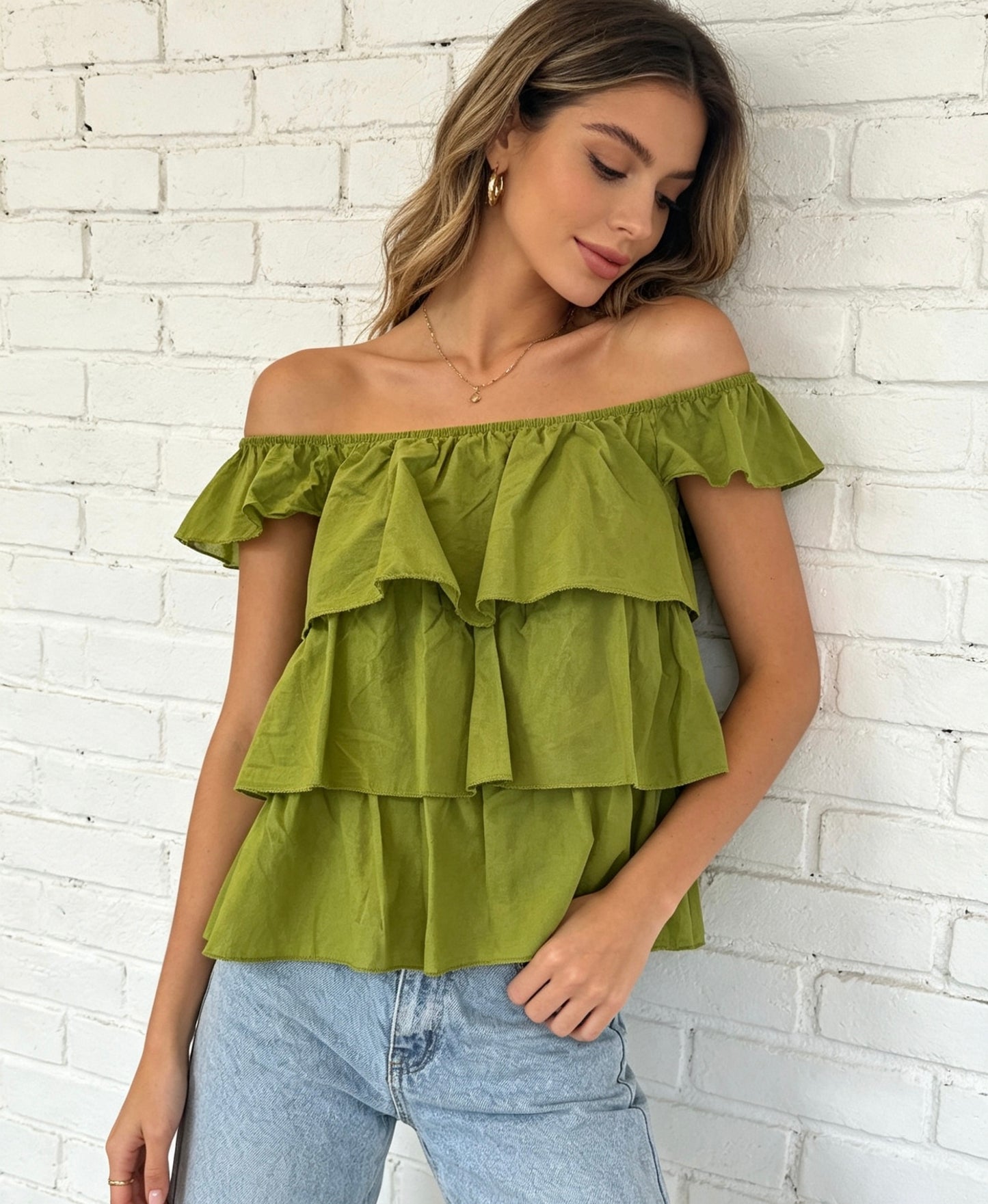 RUFFLE TOP - GREEN
