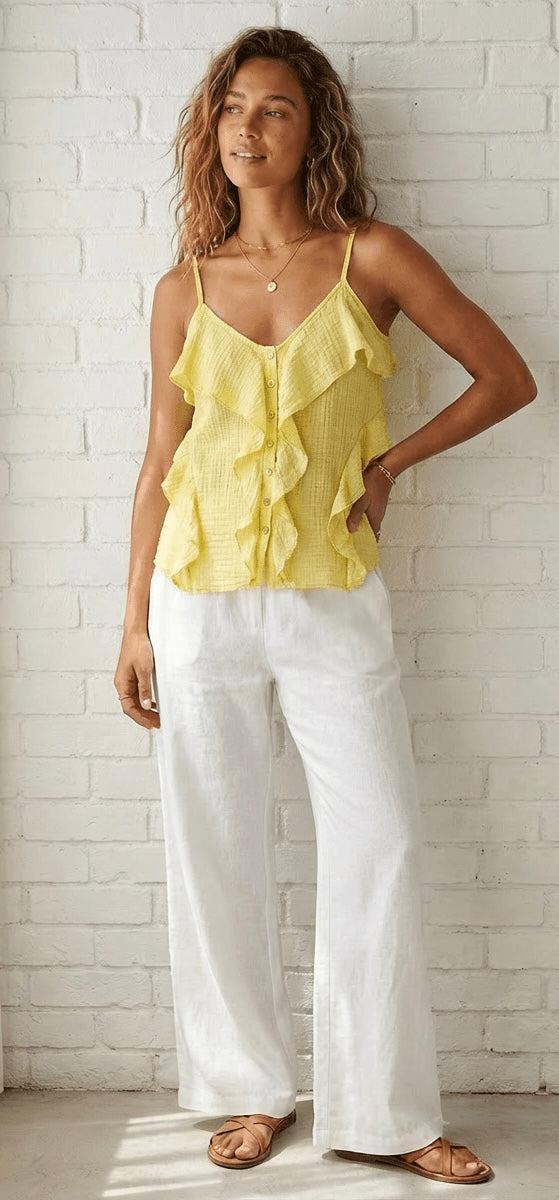 CHEESECLOTH CAMI - LEMON