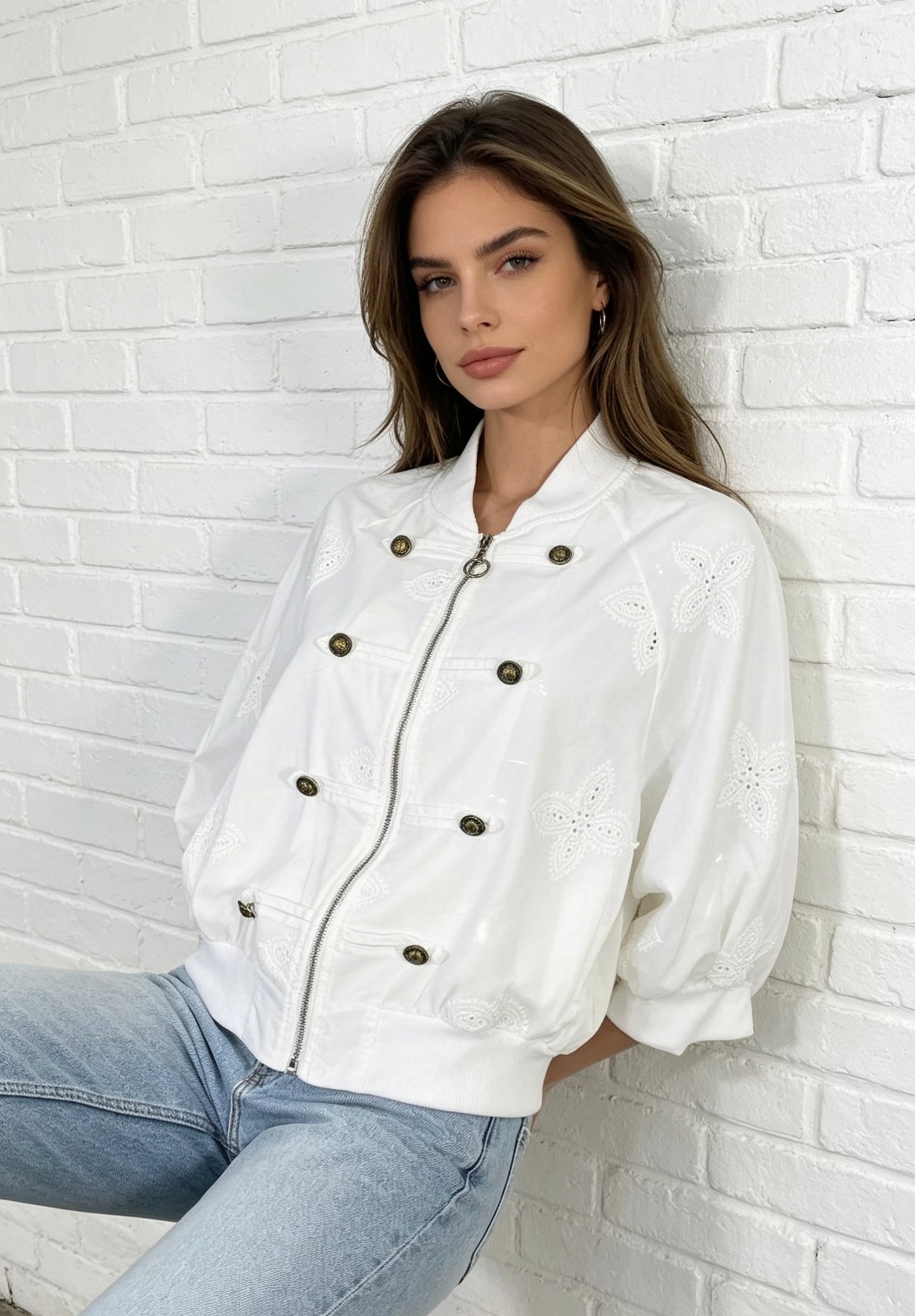 MILITARY LIGHTWEIGHT BOMBER JACKET - WHITE