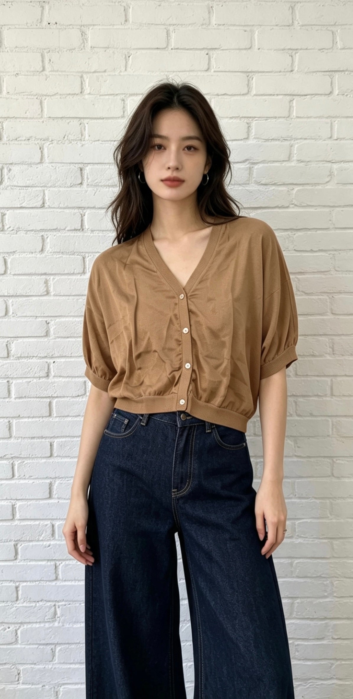 SATIN CARDI - CAMEL