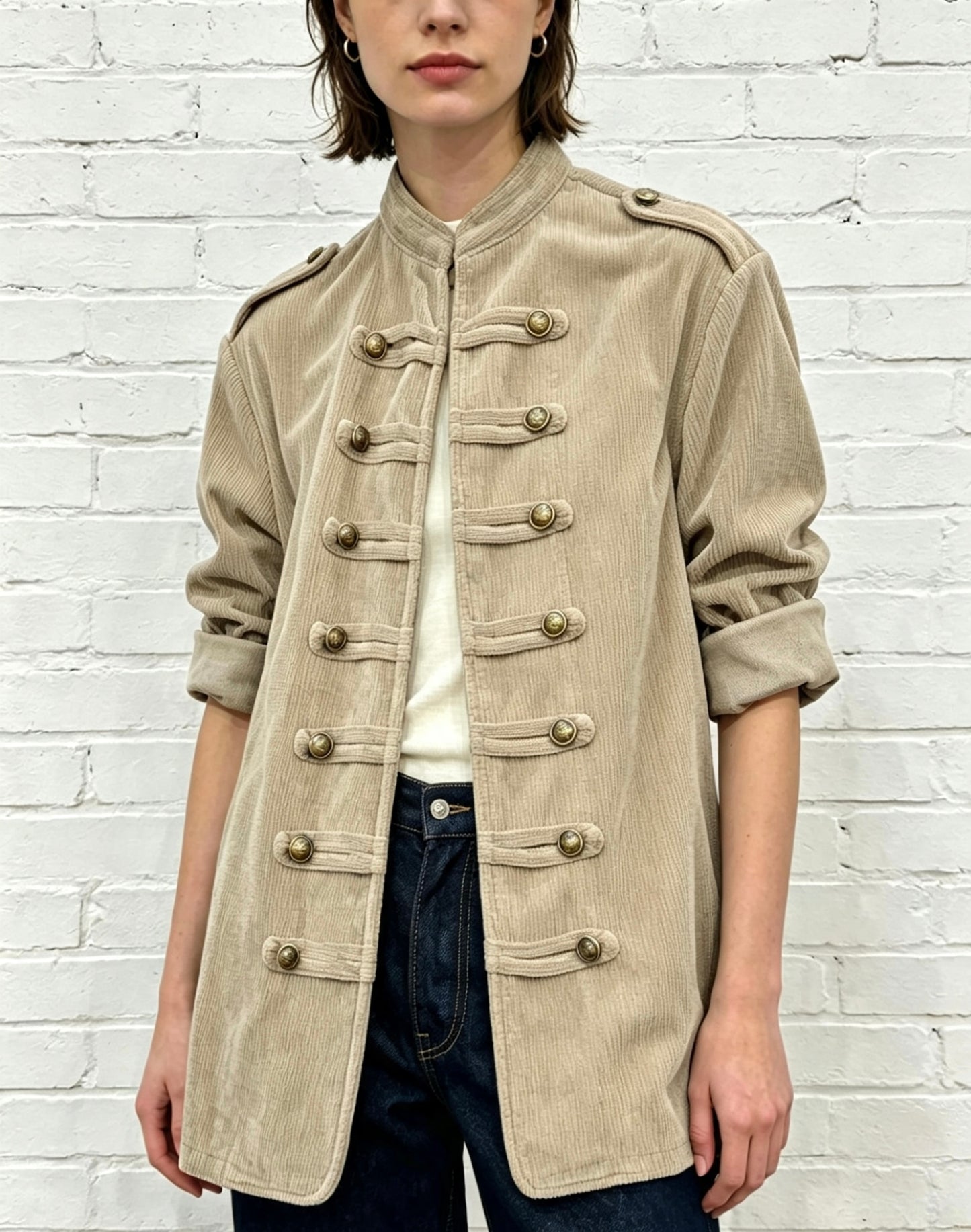 TEXTURED MILITARY JACKET - SAND