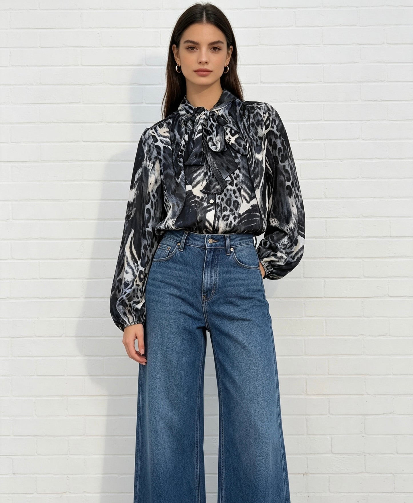 Animal Print Blouse - Black