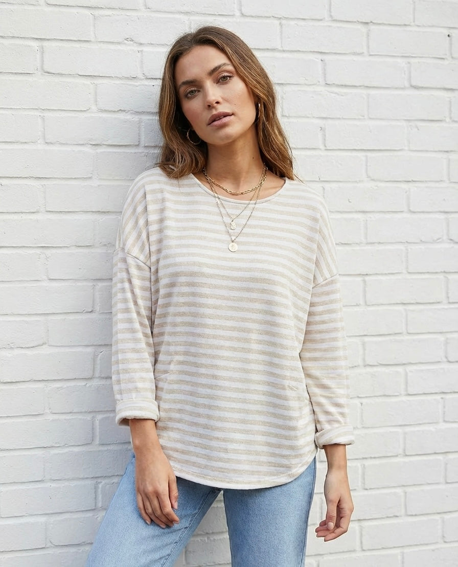 BASIC STRIPE TOP - BEIGE