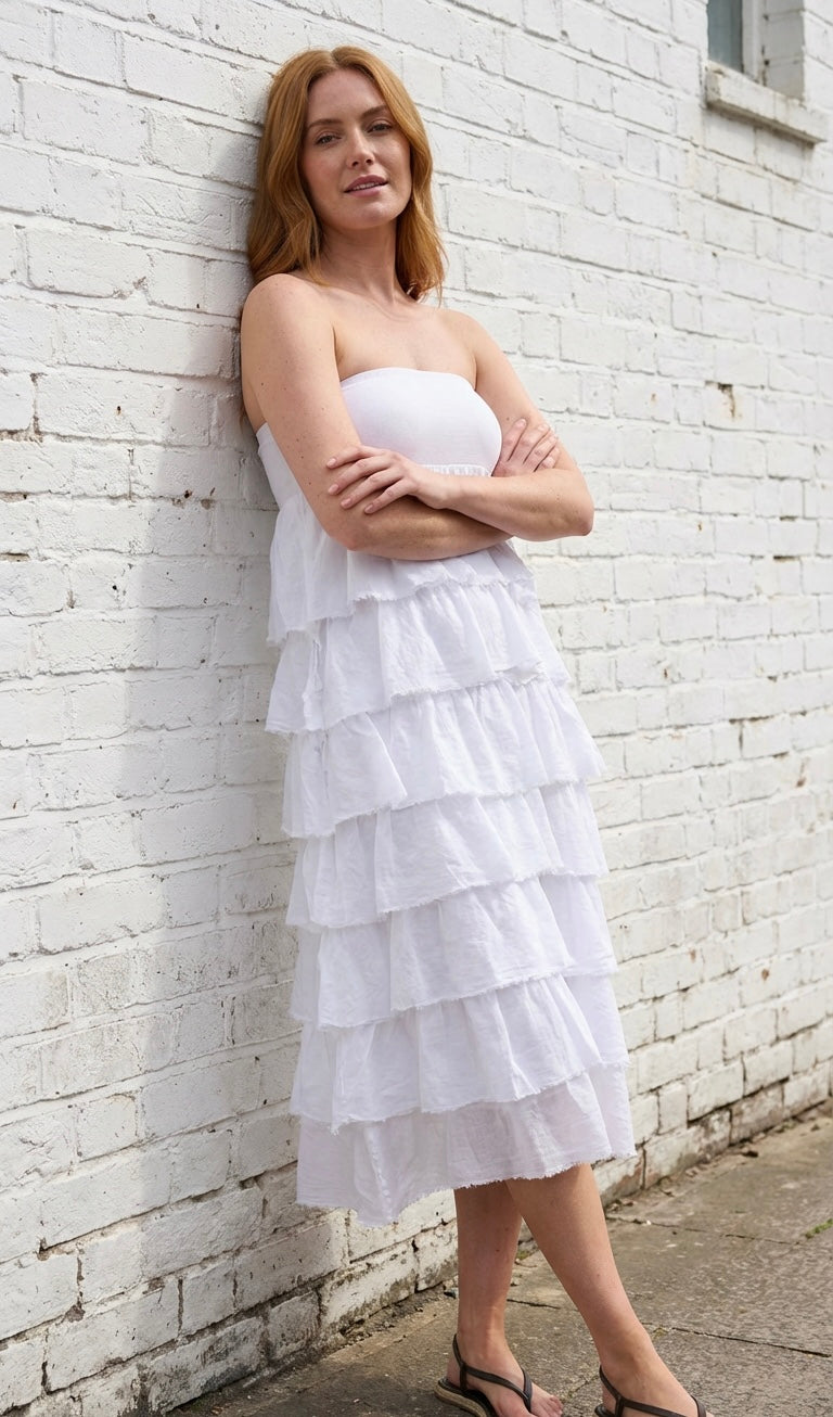 LANA RUFFLE DRESS/SKIRT WHITE
