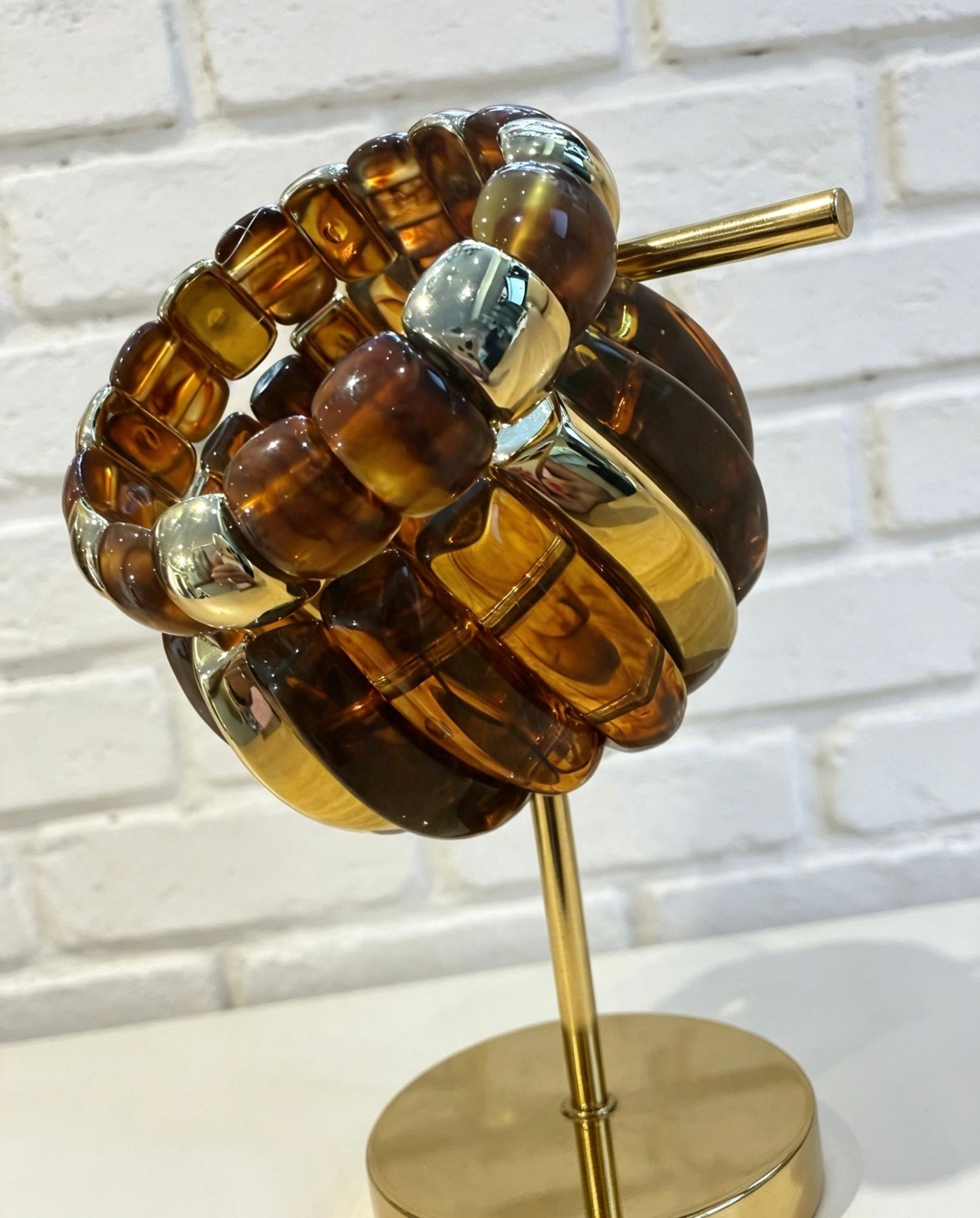 ACRYLIC BANGLE SET- AMBER/GOLD