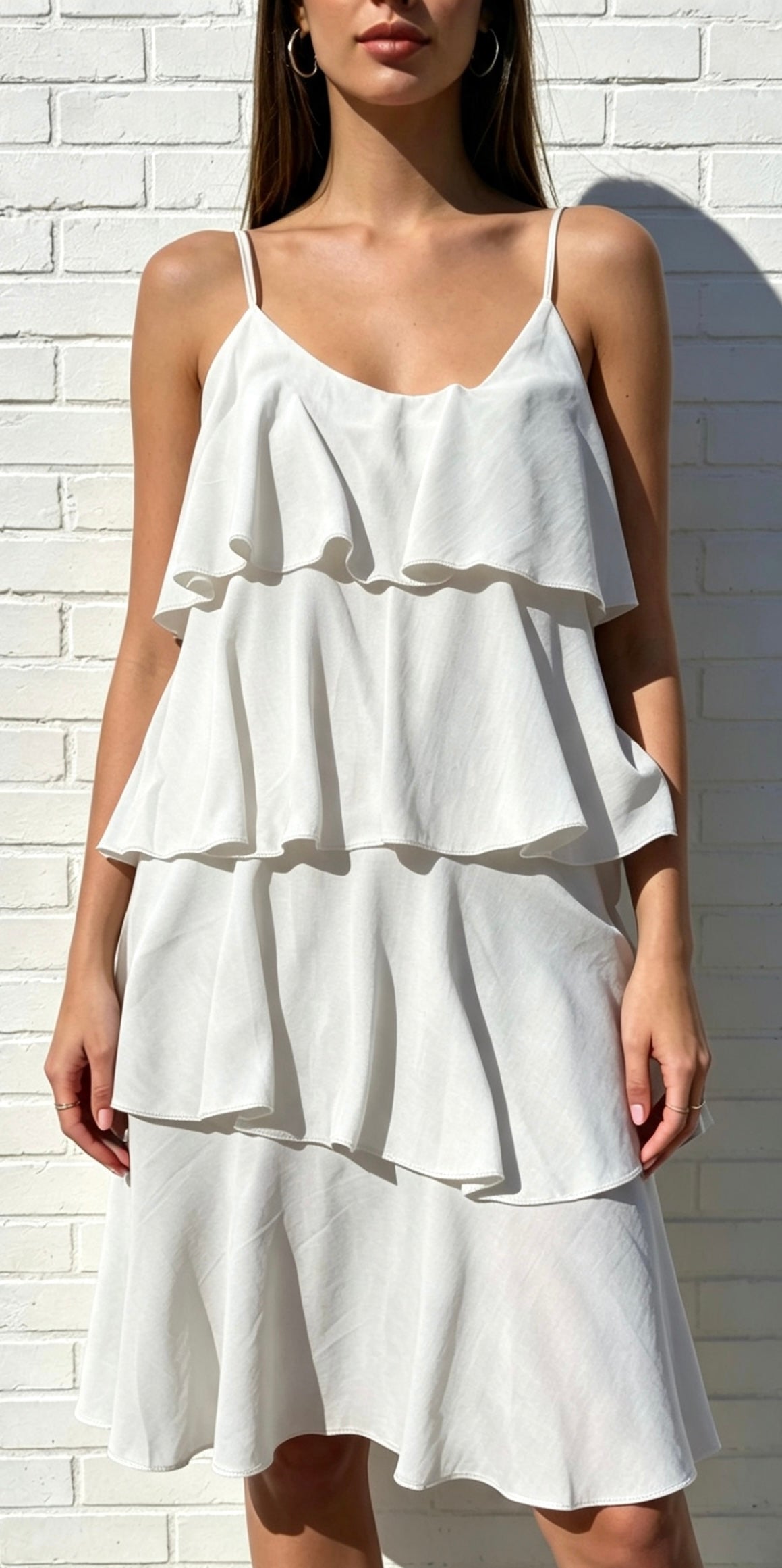 RUFFLE DRESS - WHITE