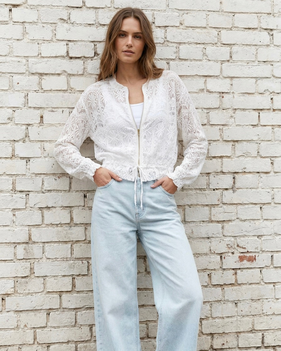 LACE BOMBER - WHITE