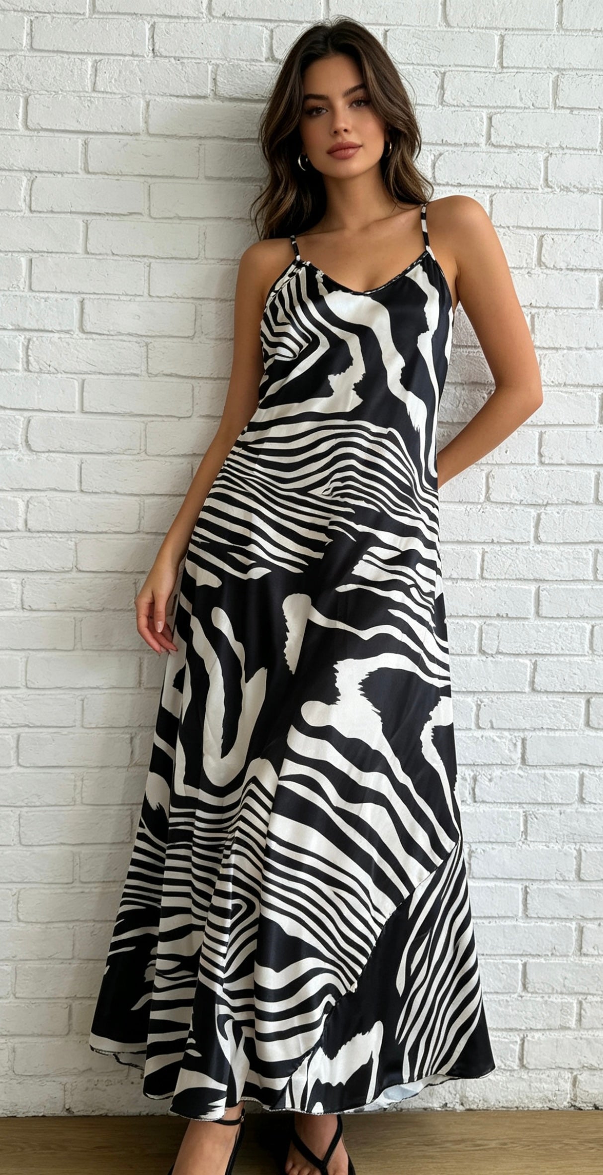 ZEBRA SATIN MAXI DRESS