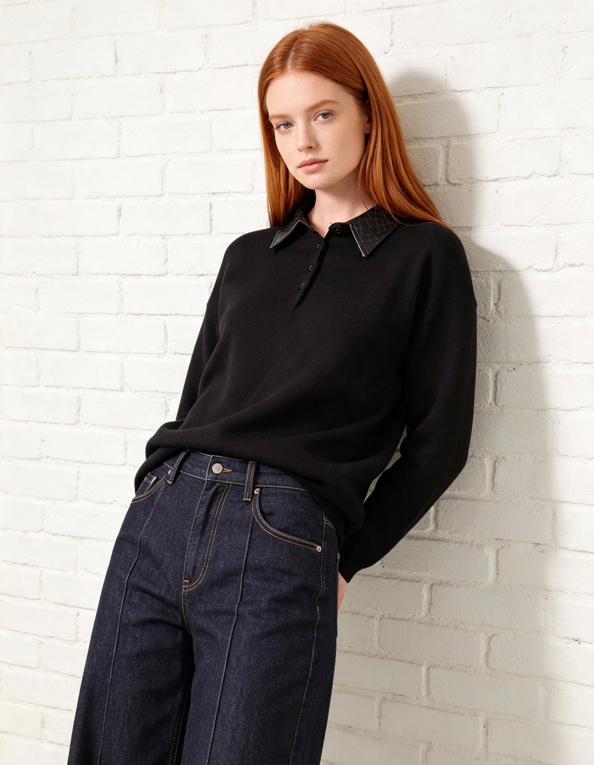 Kerry Fine Knit Polo - Black