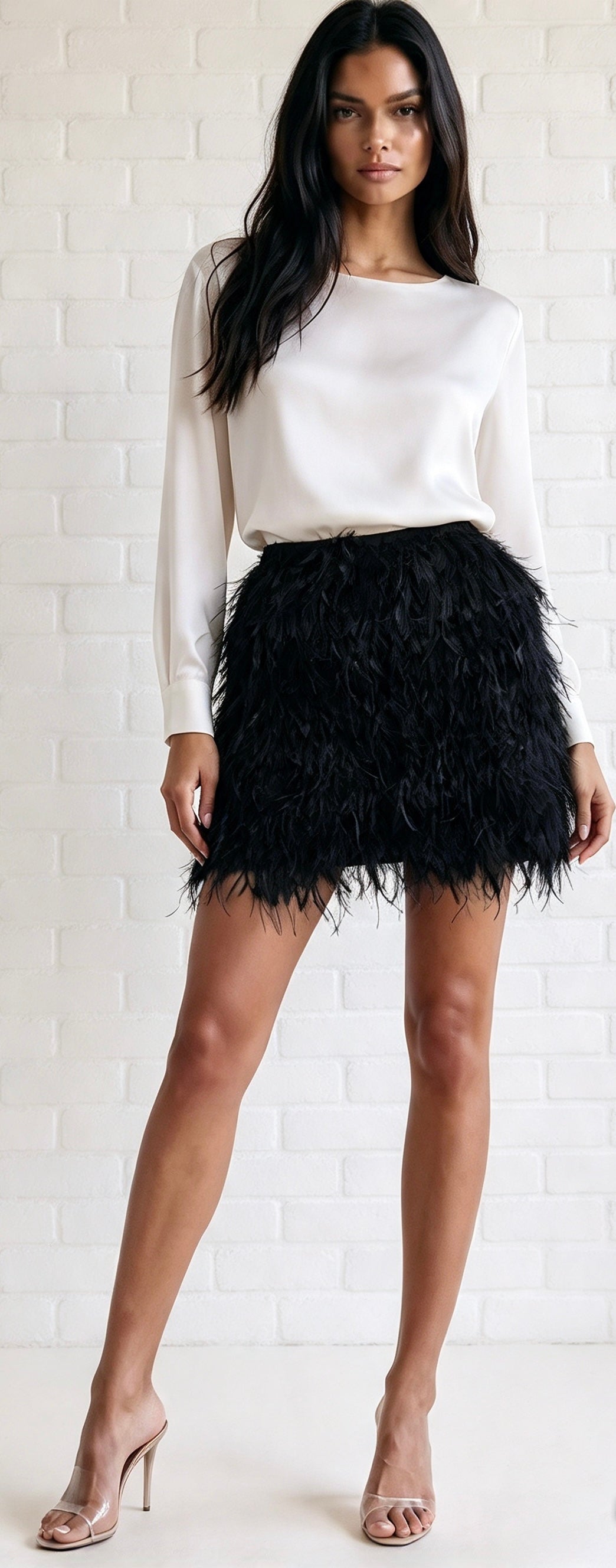 Textured Tassel Skirt - Black