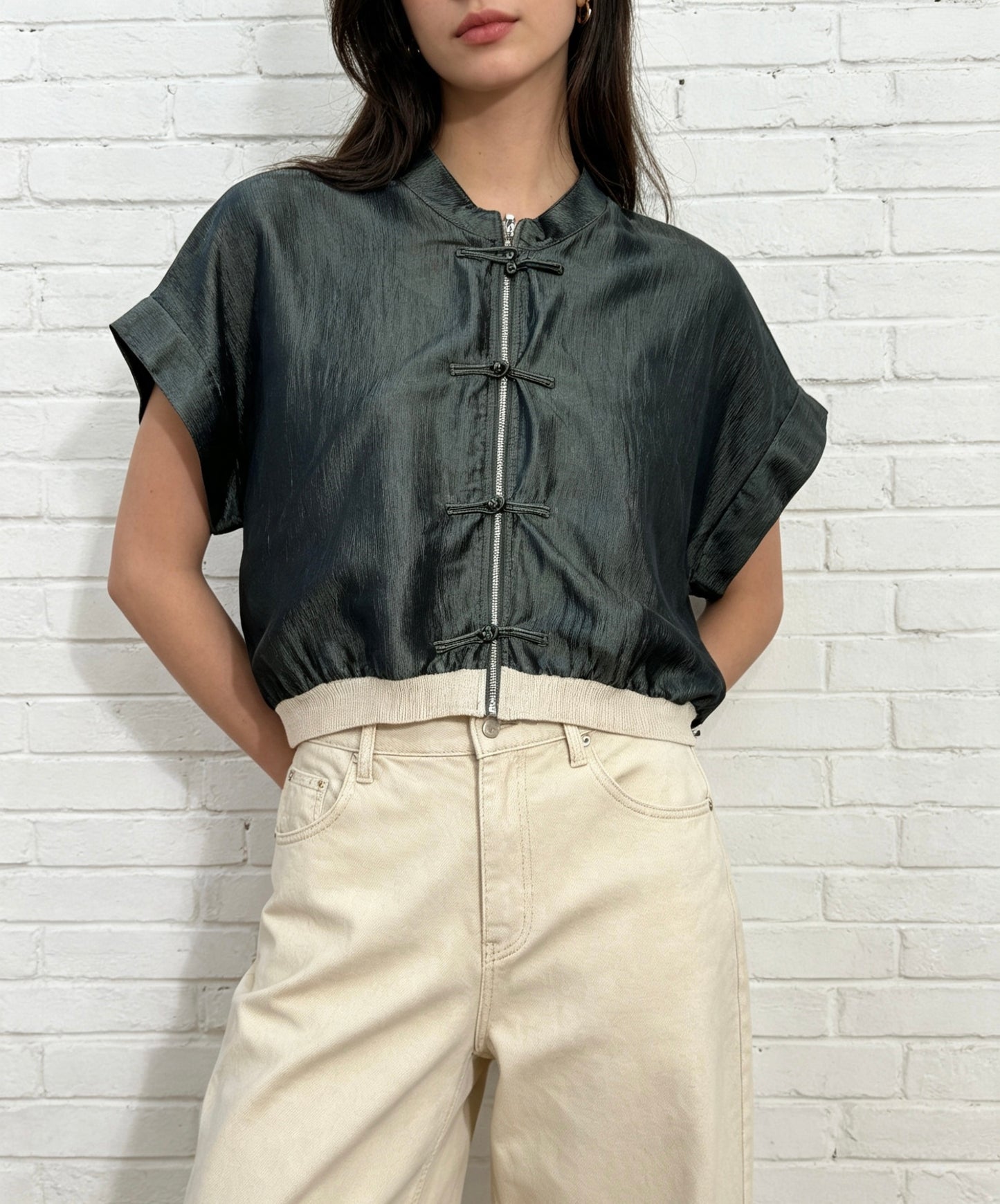 MANDARIN TOP - KHAKI