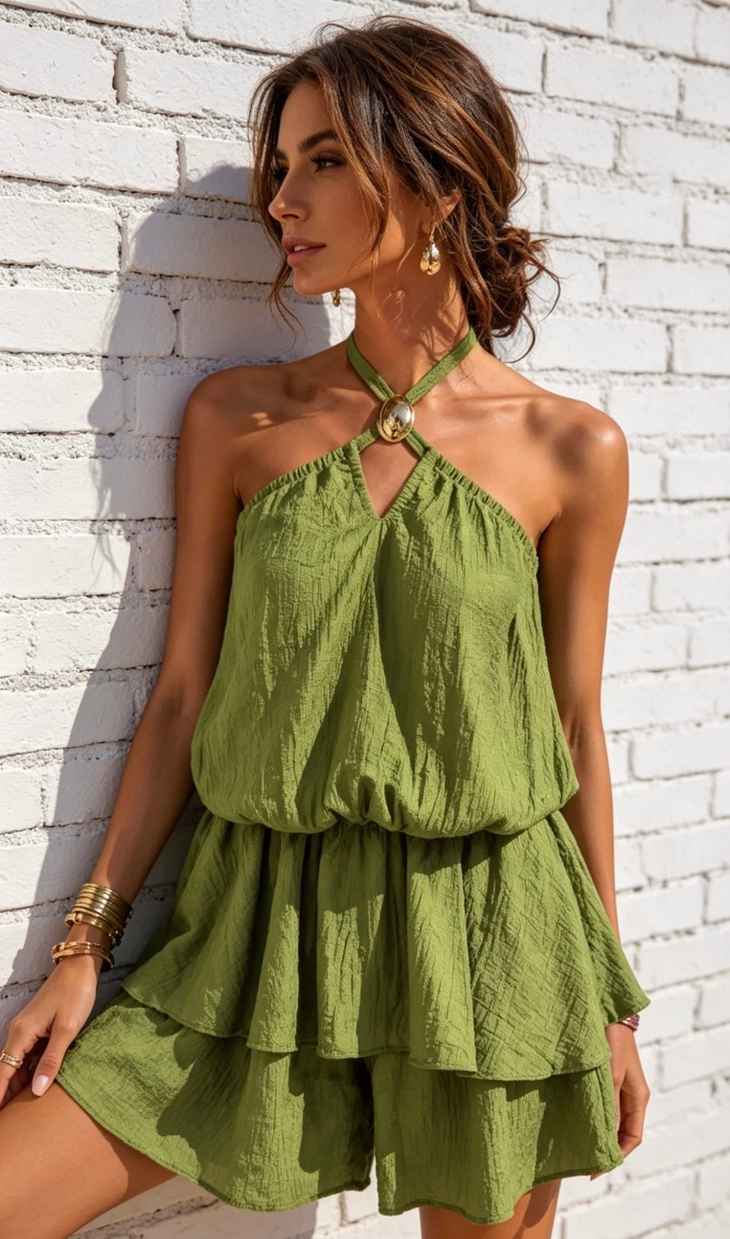 HALTER PLAYSUIT - GREEN