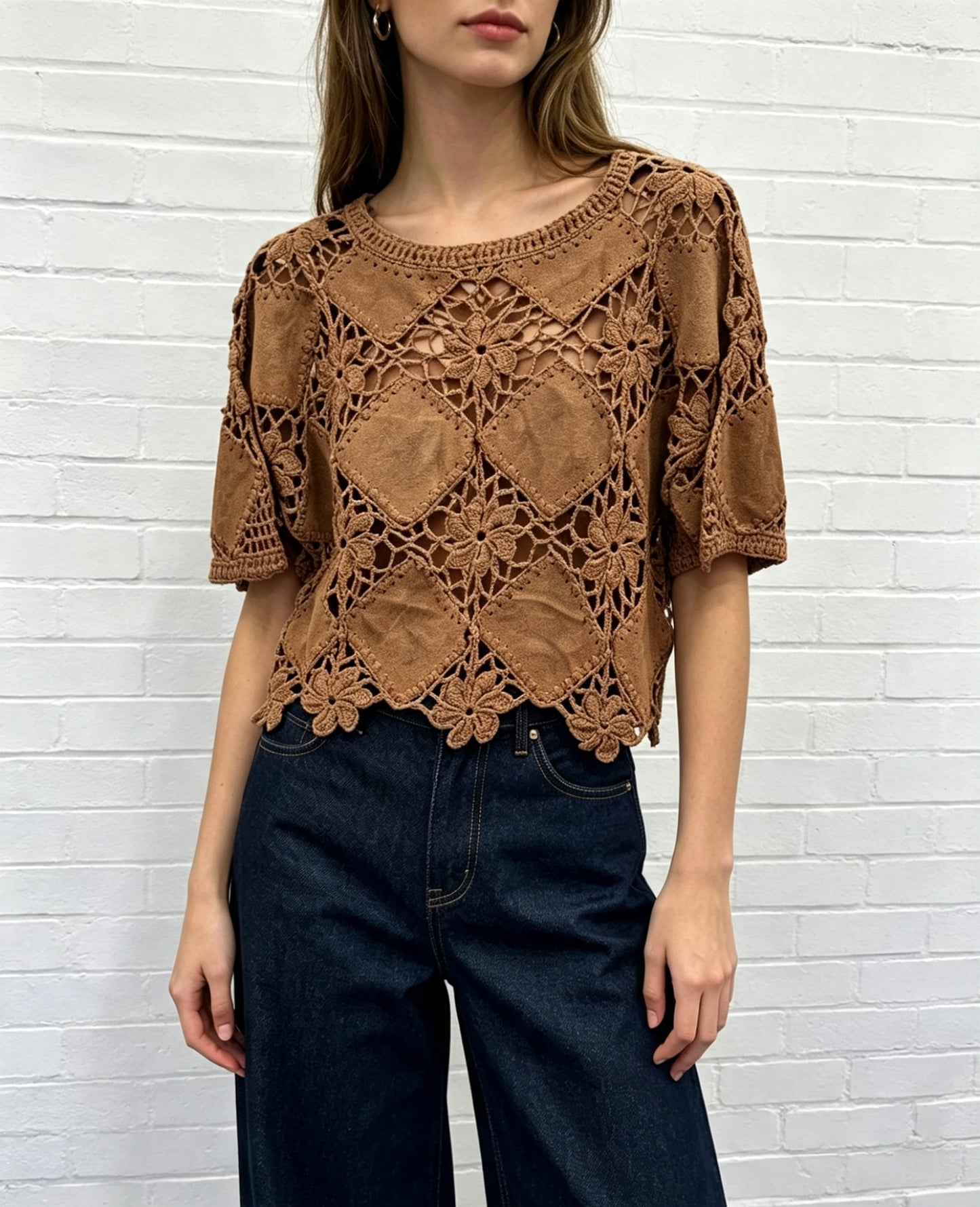 CROCHET TOP - BROWN