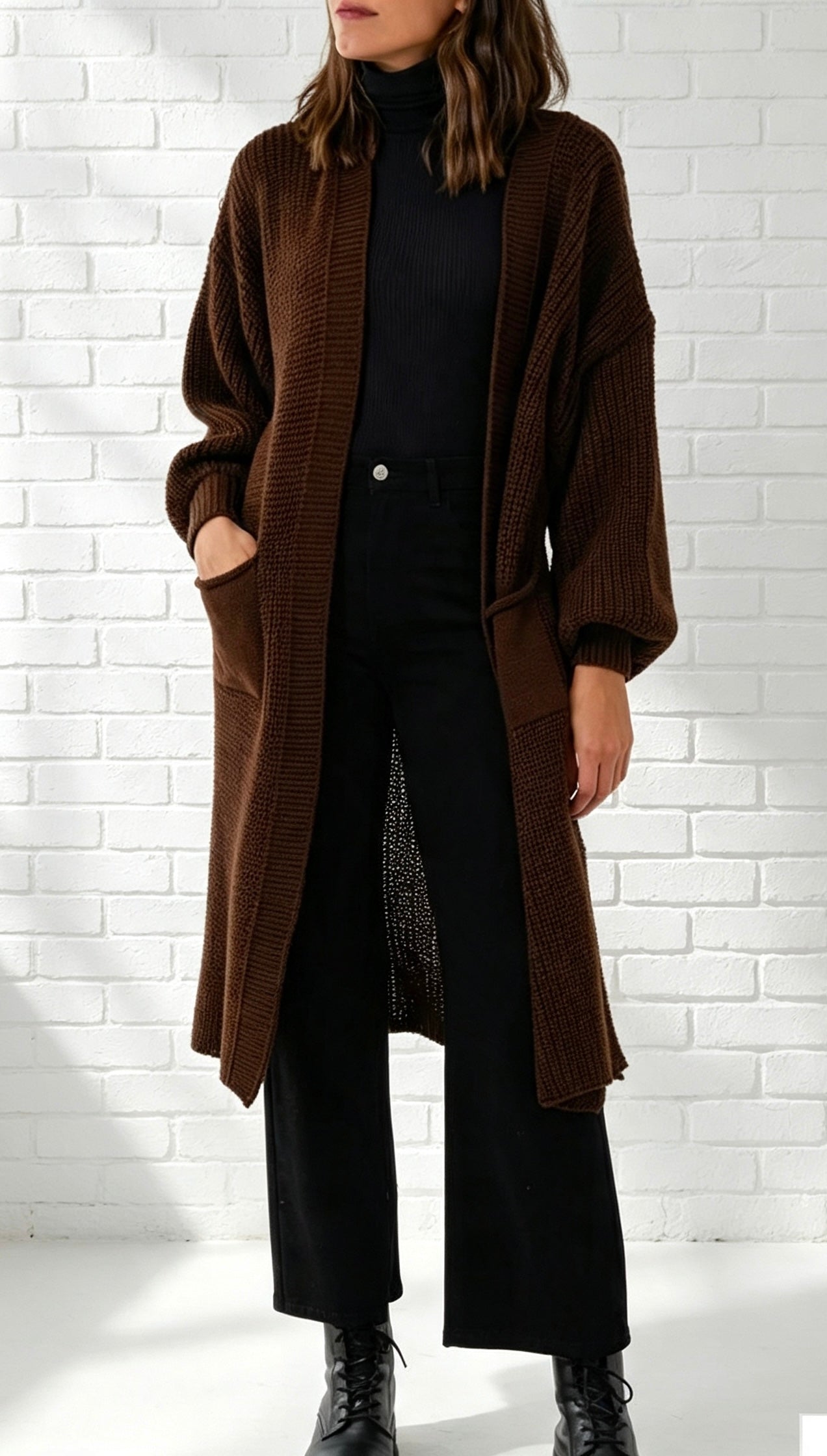 Longline cardi - Chocolate