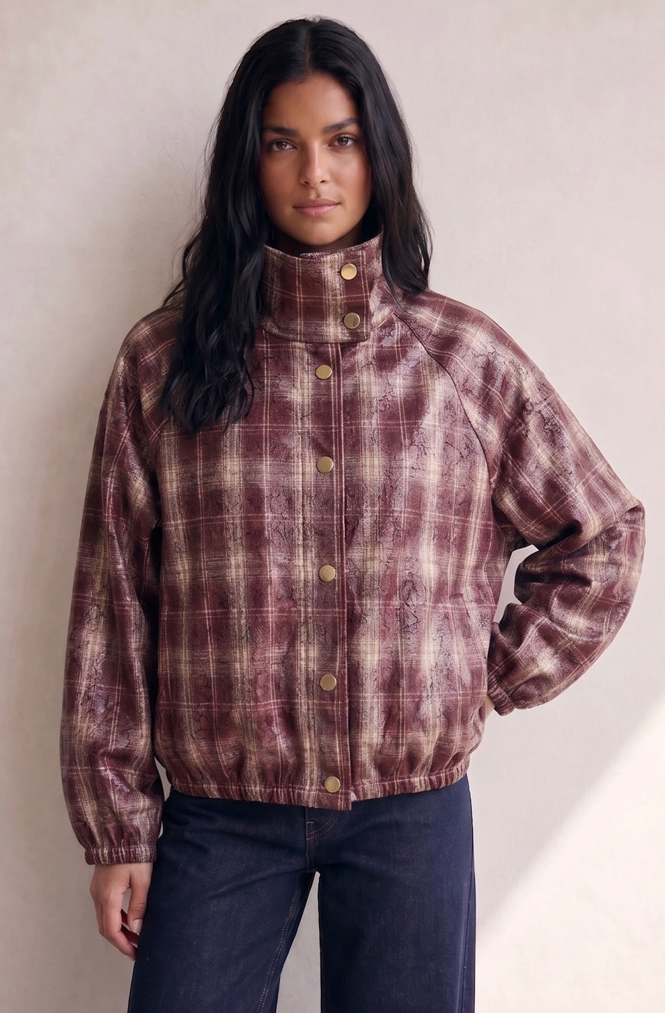 Kerry Funnel Neck Jacket - Burgundy