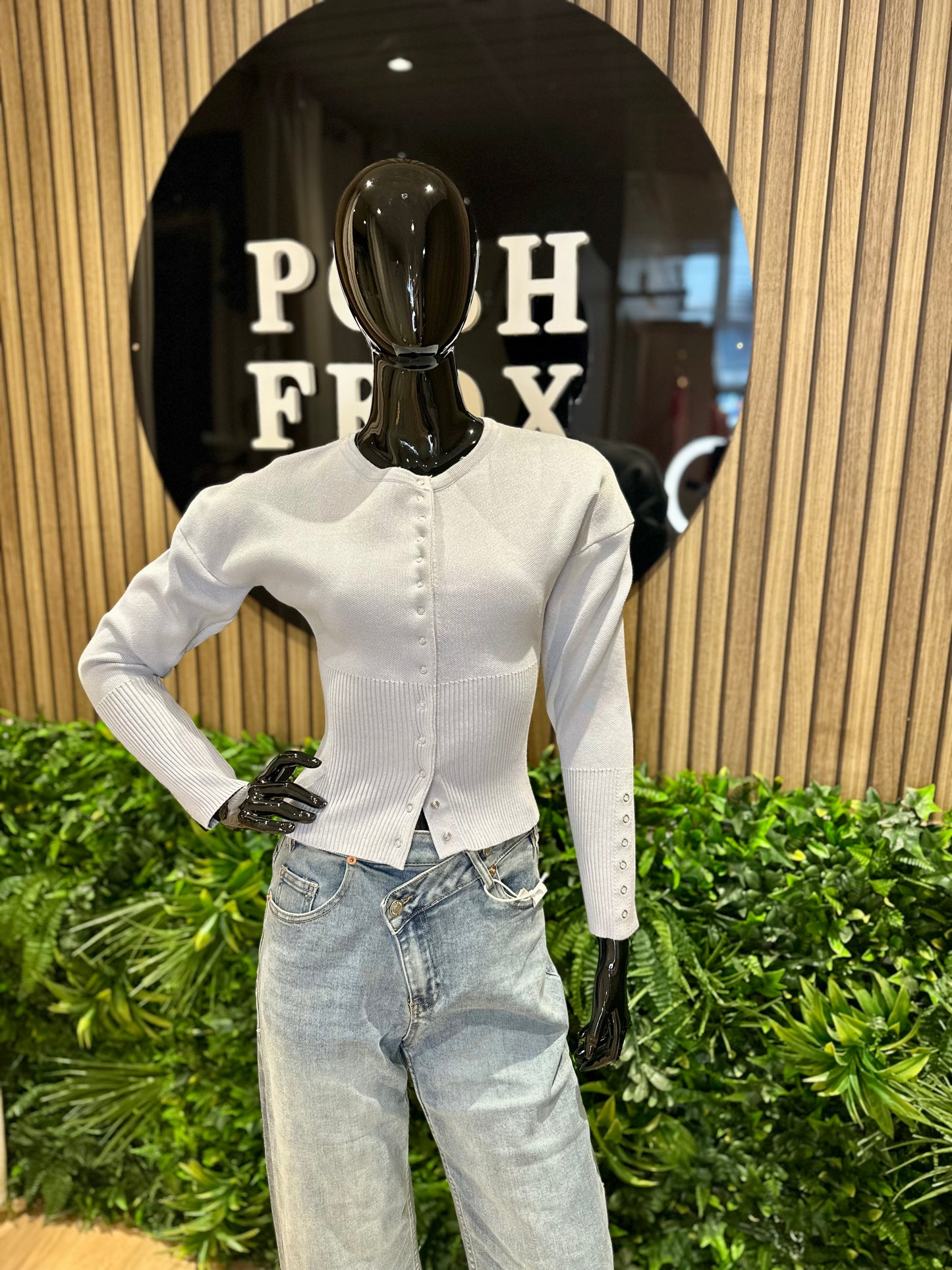 Powder Blue Popper cardi