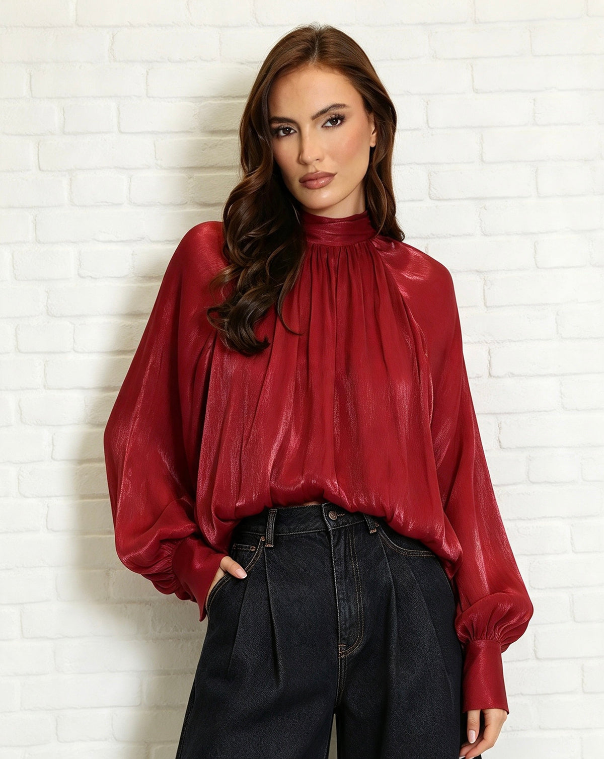 Balloon Statement Blouse - Red