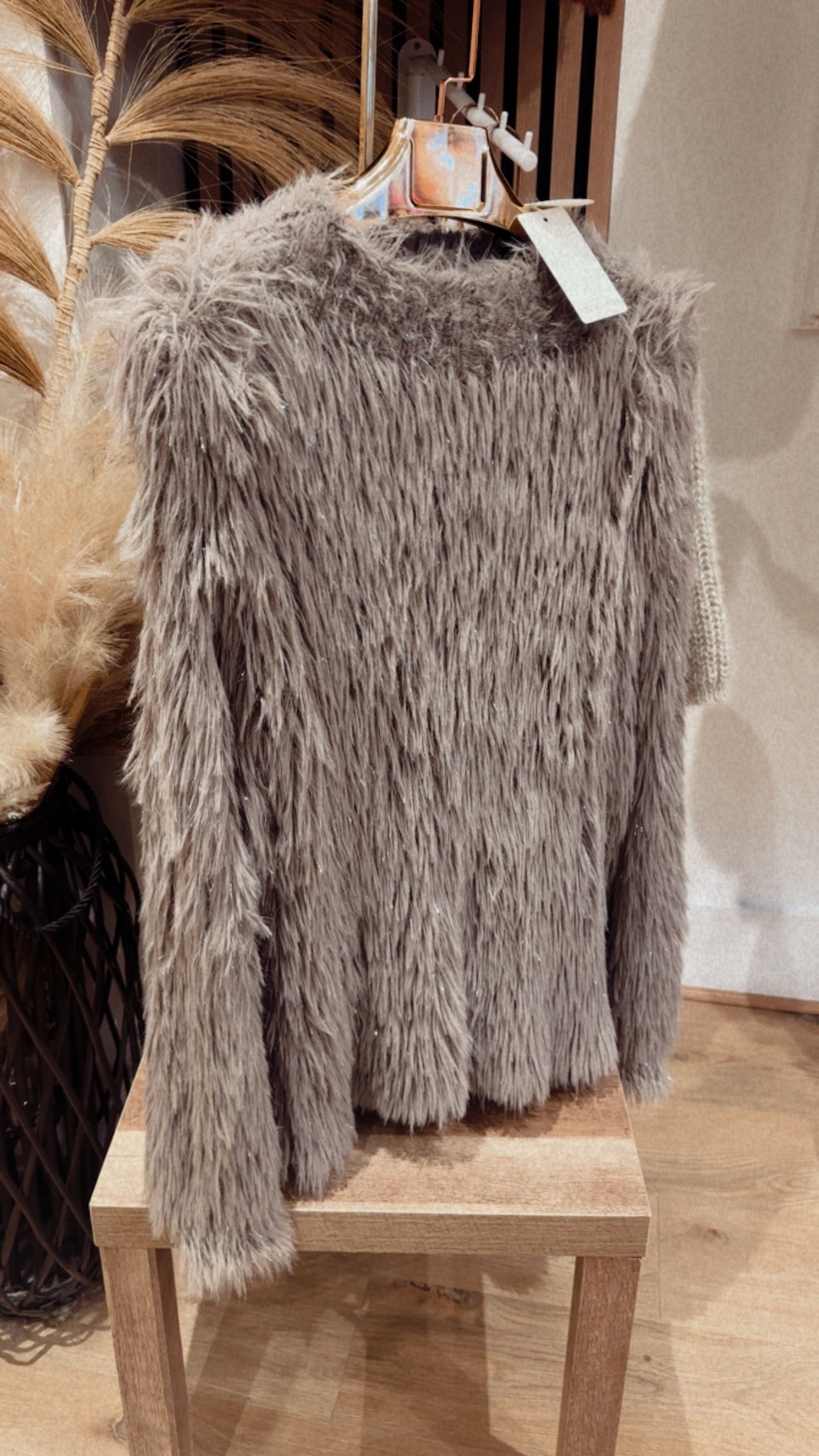 MOCHA SPARKLE SUPER SOFT FUR SWEATER