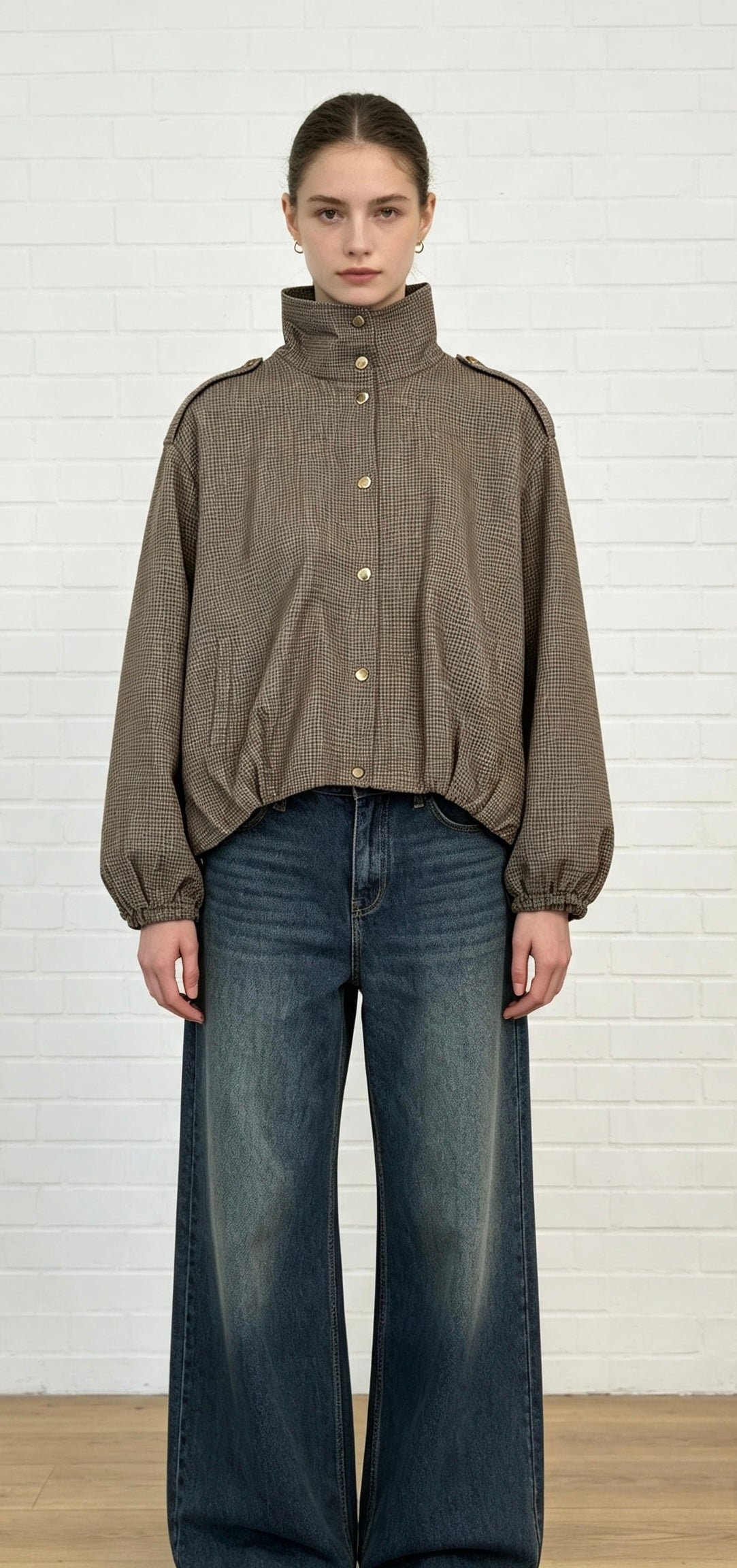 Check Harrington Jacket - Brown