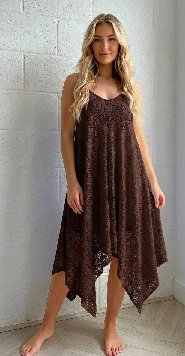 HANKY LACE DRESS - CHOCOLATE
