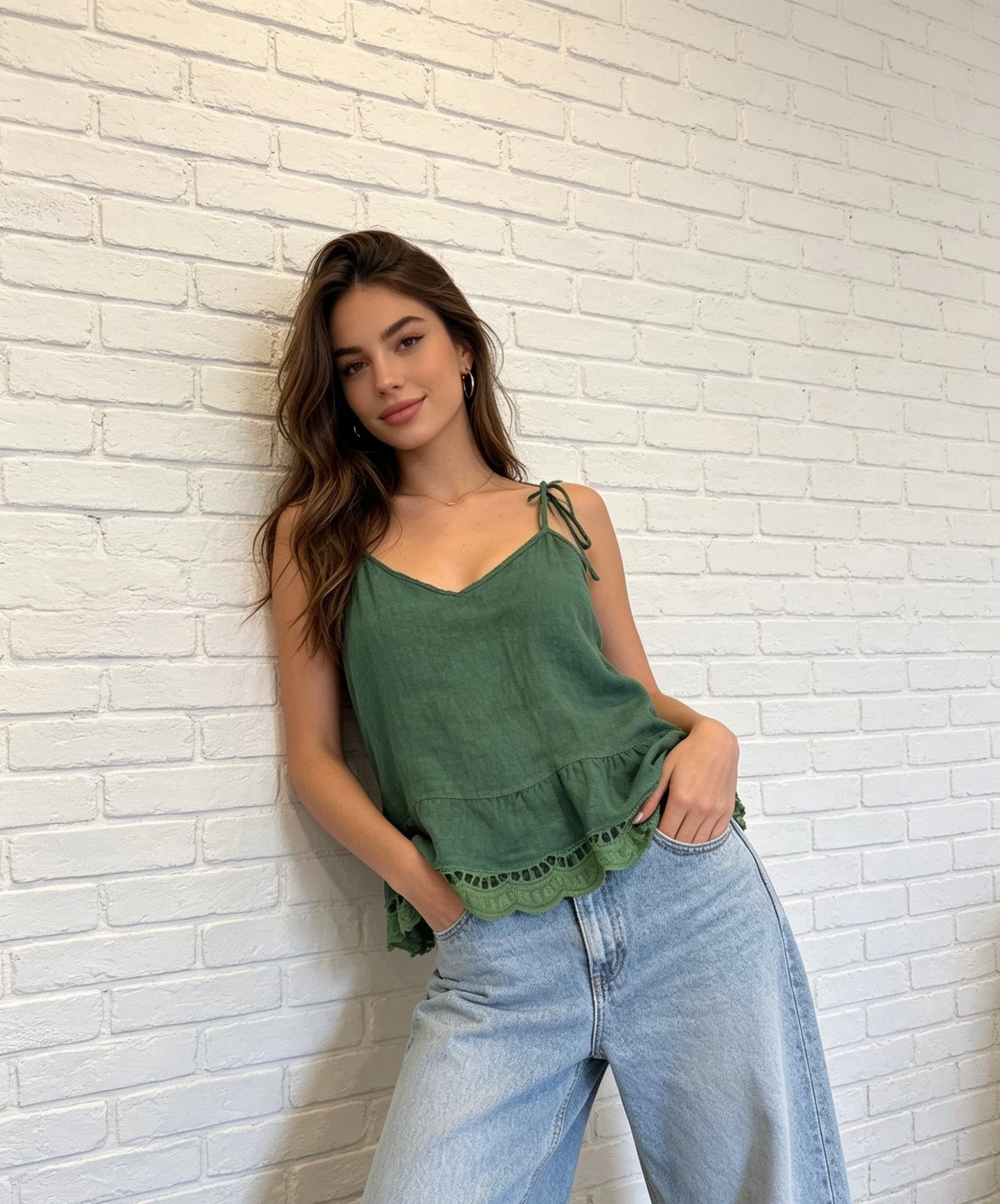 LINEN CAMI - GREEN