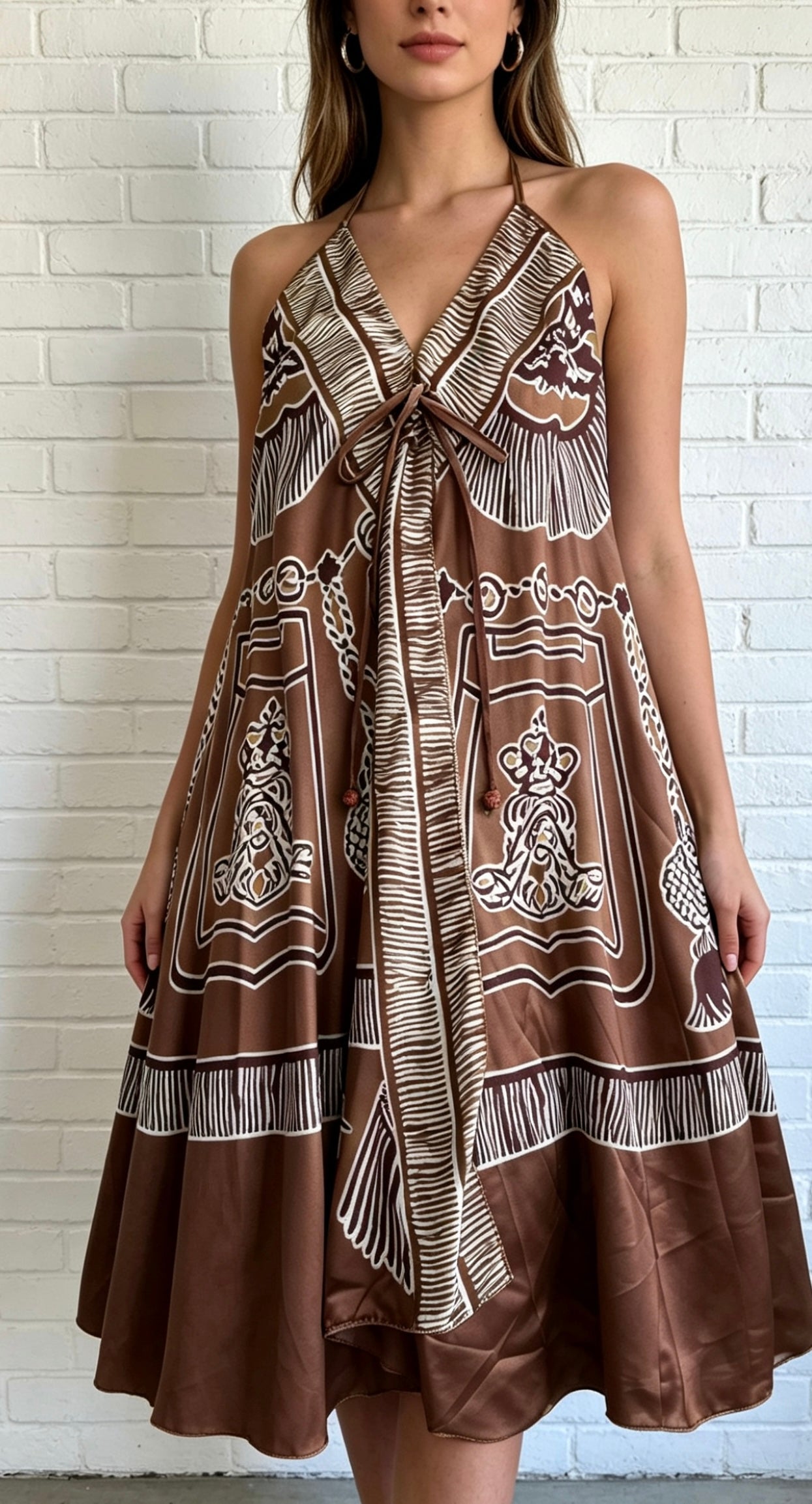 SATIN MIDI DRESS - CHOCOLATE