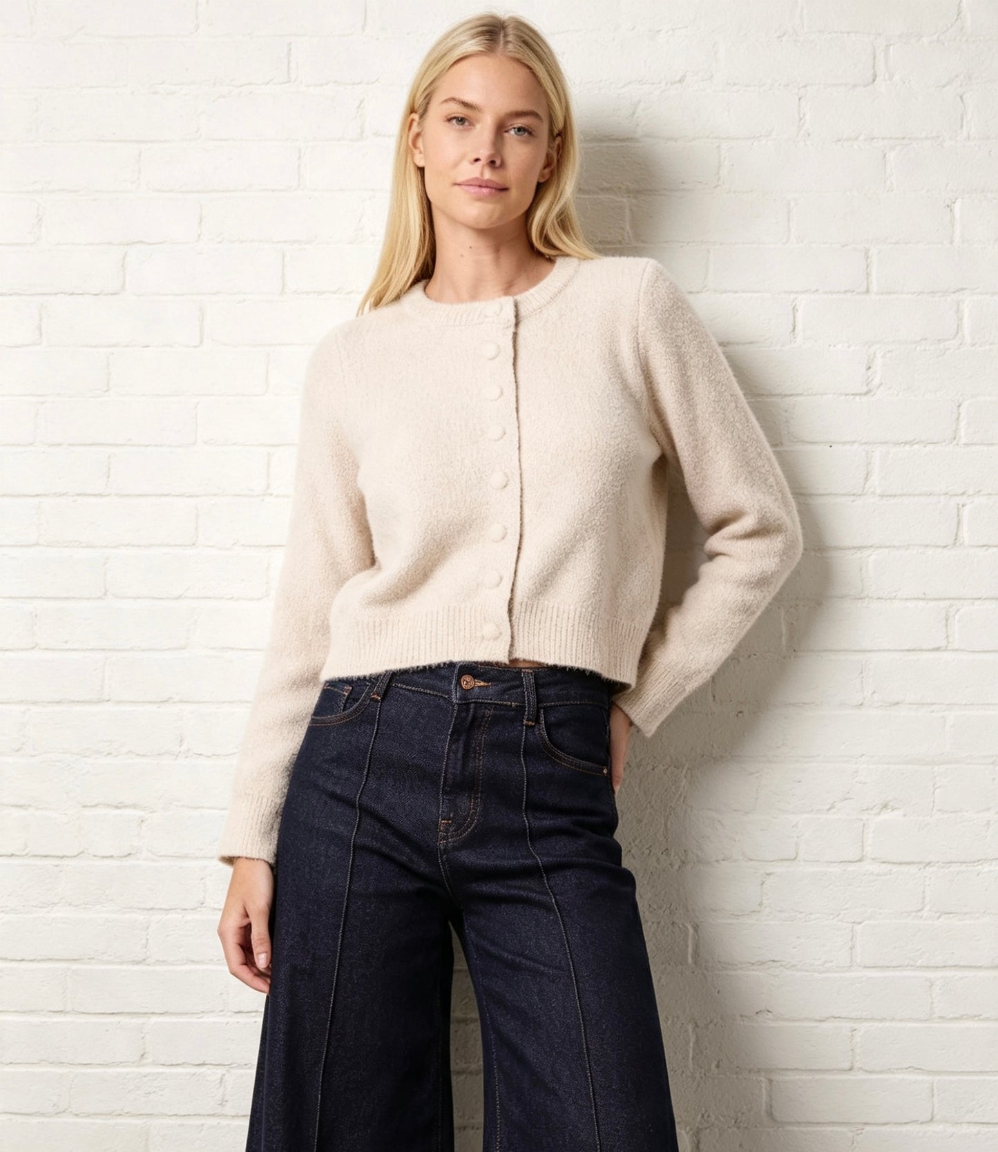SOFT TEXTURED CARDIGAN - STONE