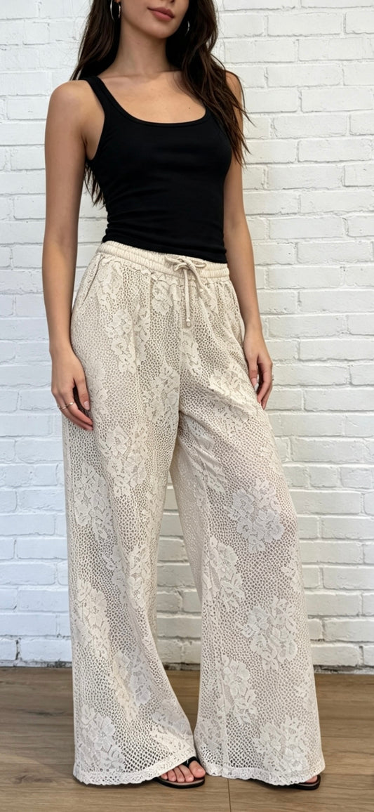 LACE TROUSER - BEIGE