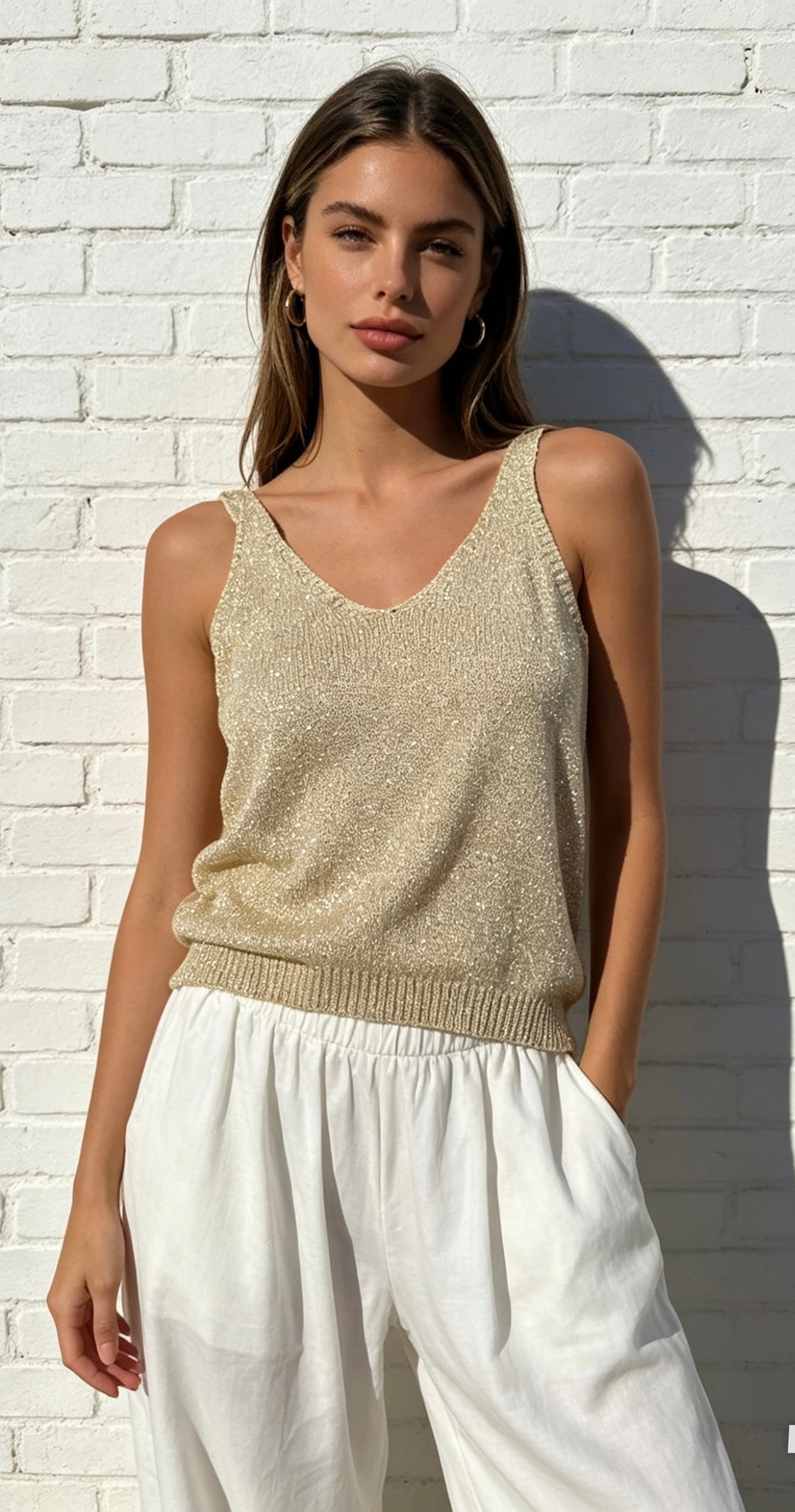 GOLD SPARKLE KNITTED VEST