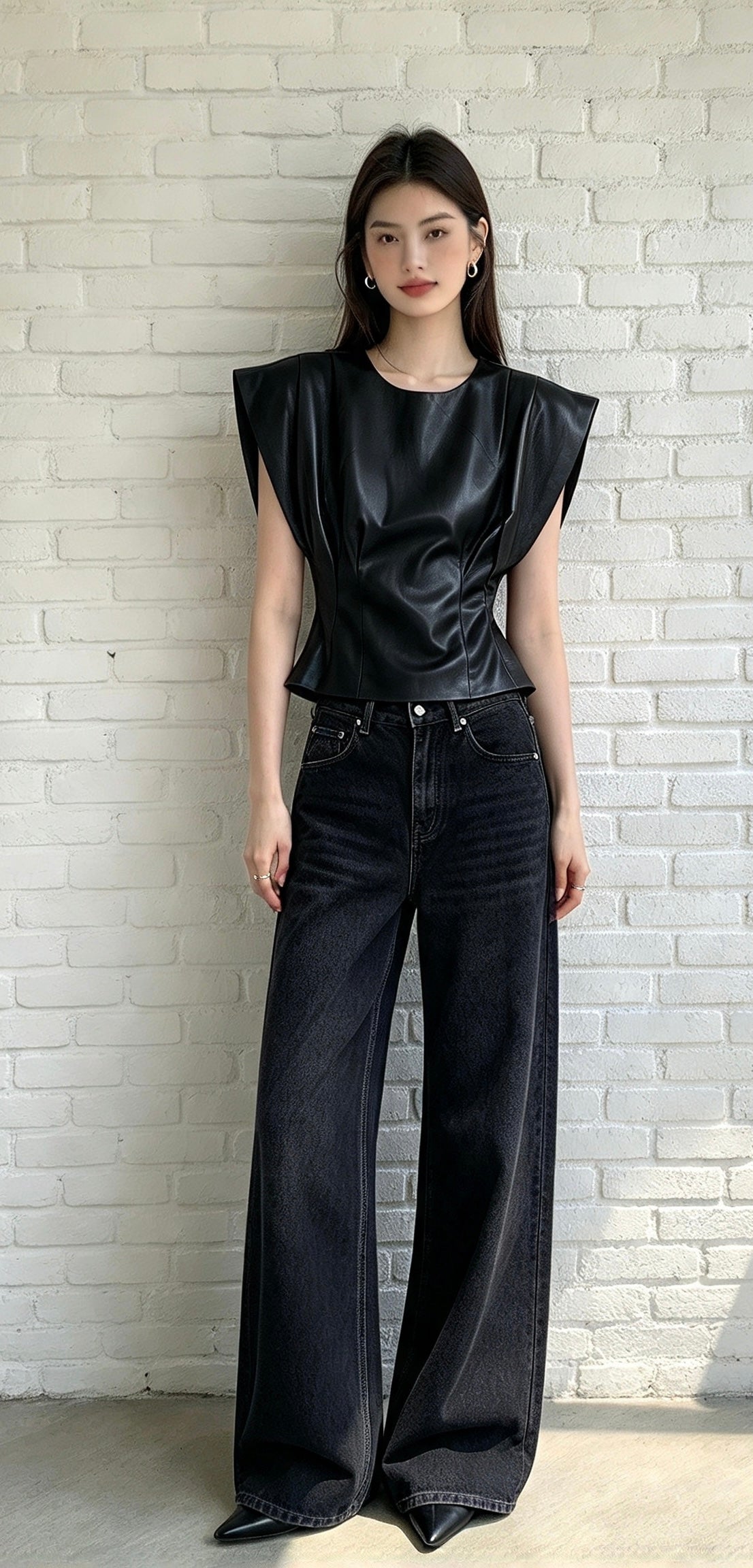 Faux Leather Top - Black