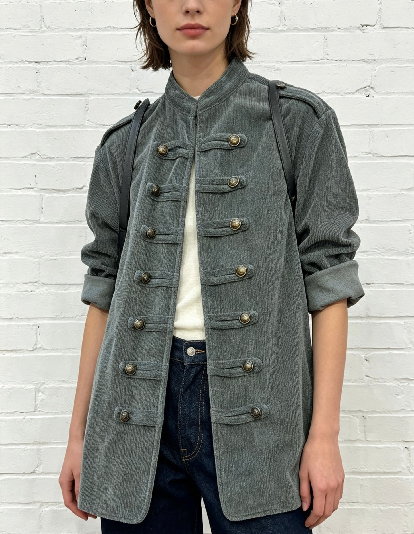 TEXTURED MILITARY JACKET - KHAKI