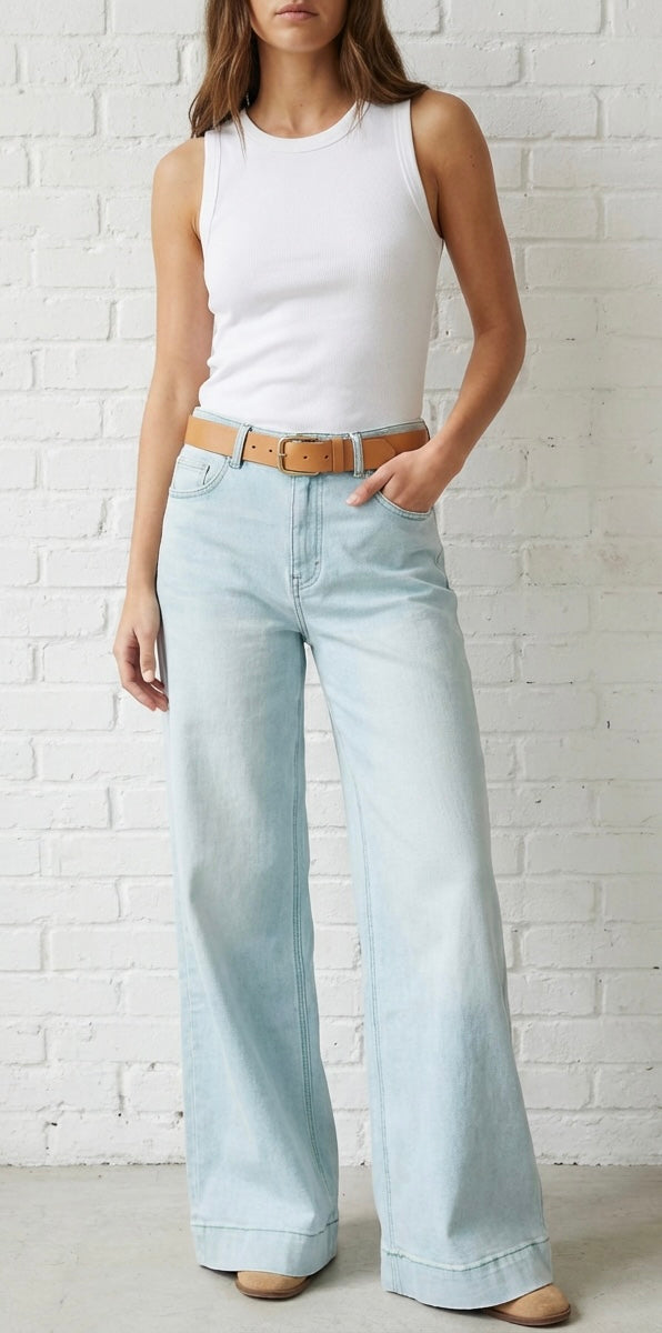 KERRI JEANS - AQUA LIGHT DENIM