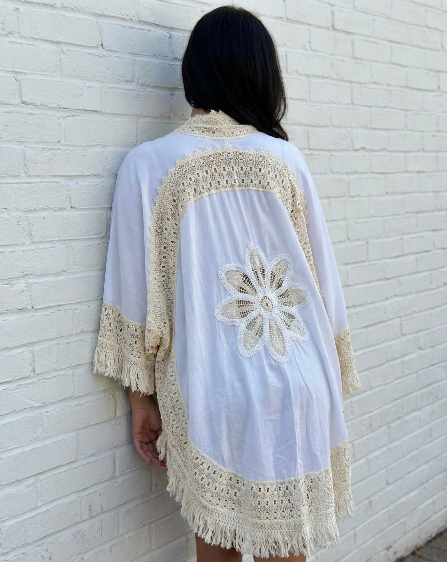CROCHET KIMONO - CREAM