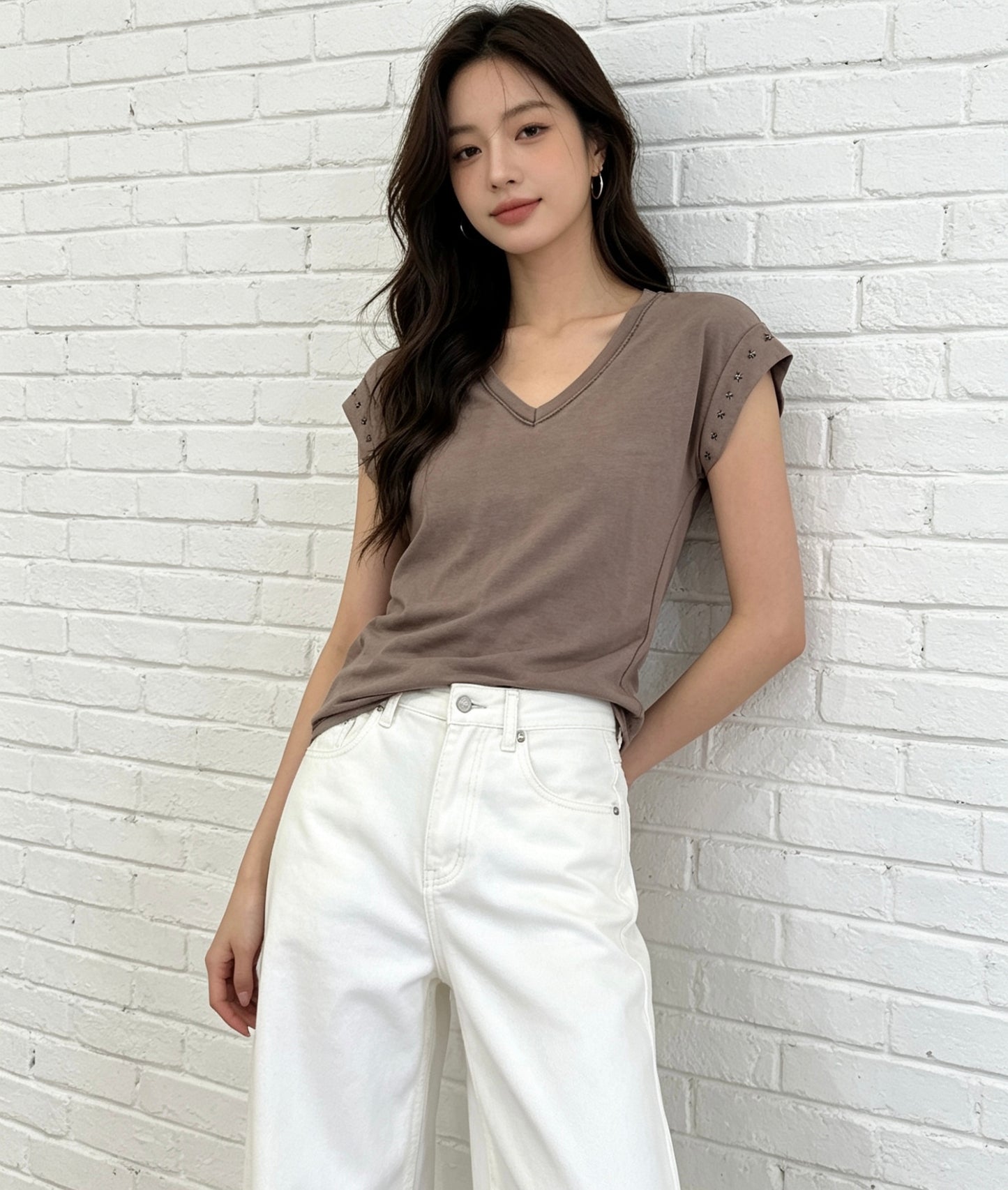 STAR STUD T-SHIRT - MOCHA
