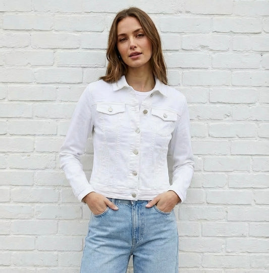 VIVID STRETCH DENIM JACKET - WHITE