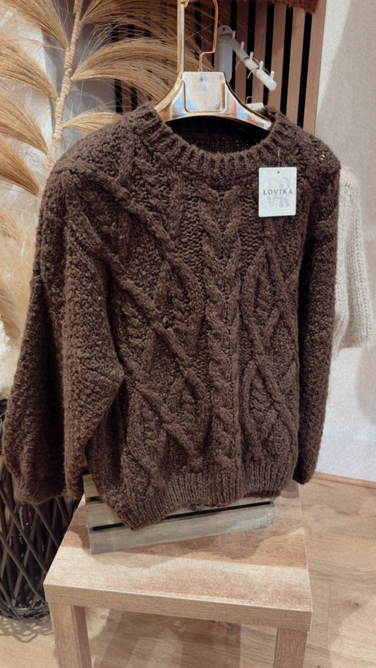 CHOCOLATE WOOL BLEND SWEATER