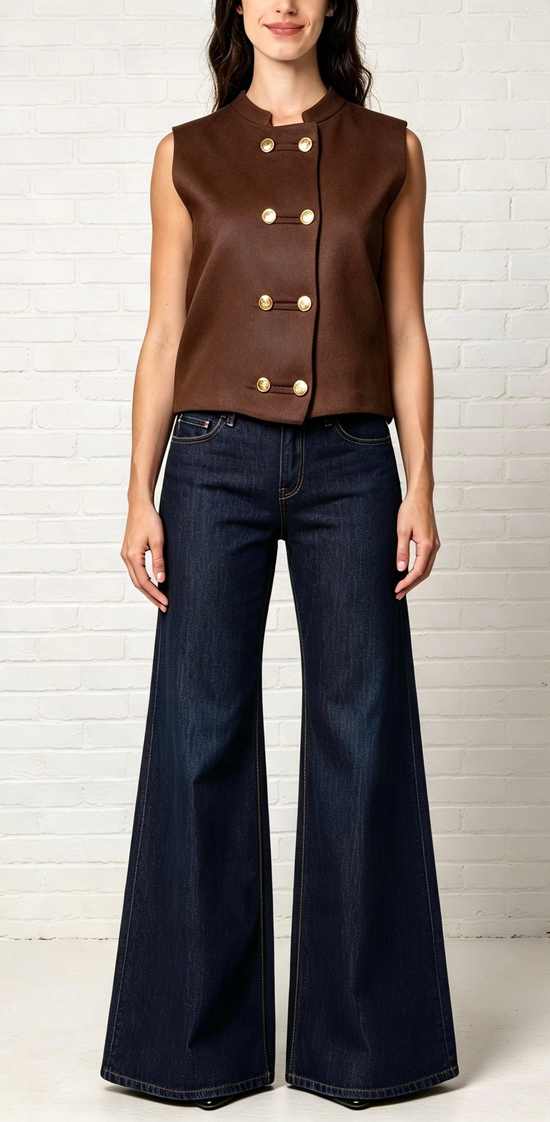 ABBIE KNIT WAISTCOAT - CHOCOLATE