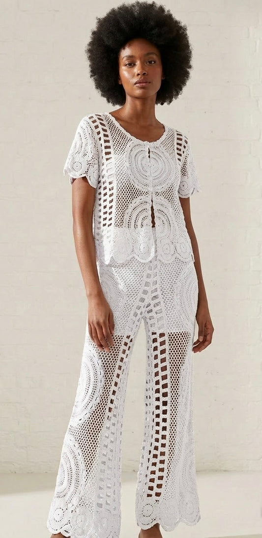 AMARE CROCHET CO ORD - WHITE