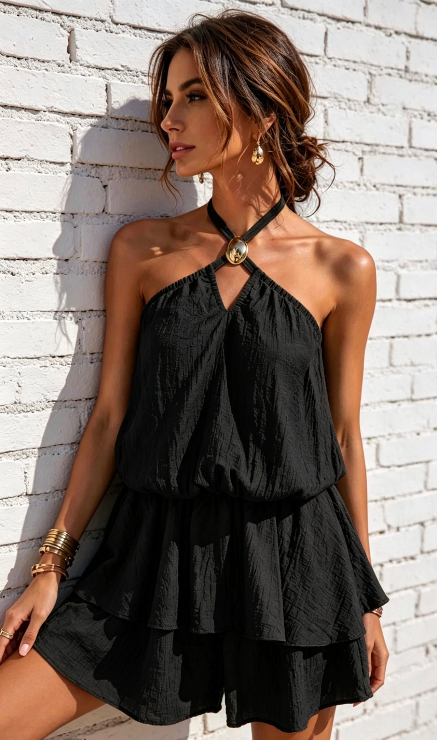 HALTER PLAYSUIT - BLACK