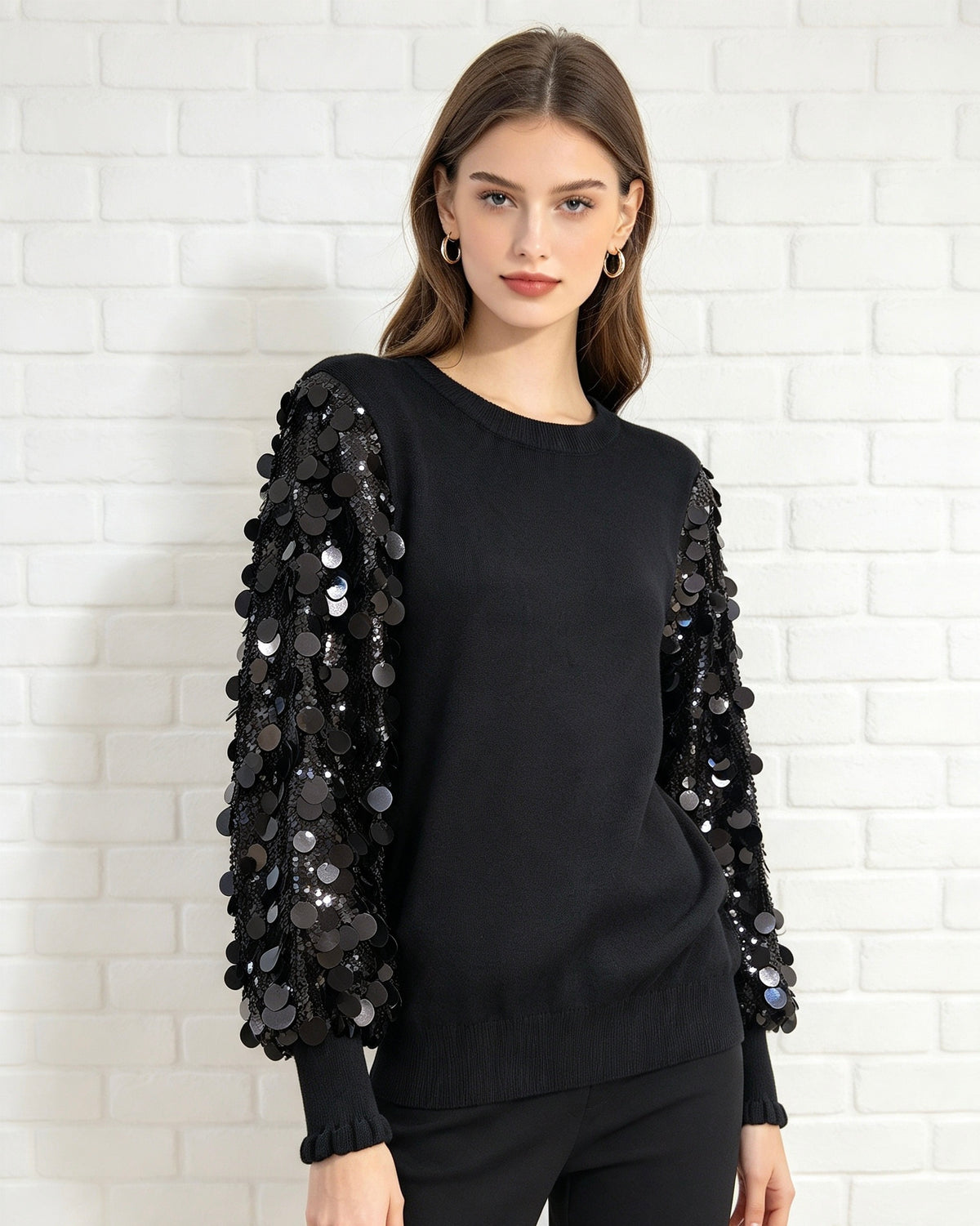 Sequin Disc Jumper - Black