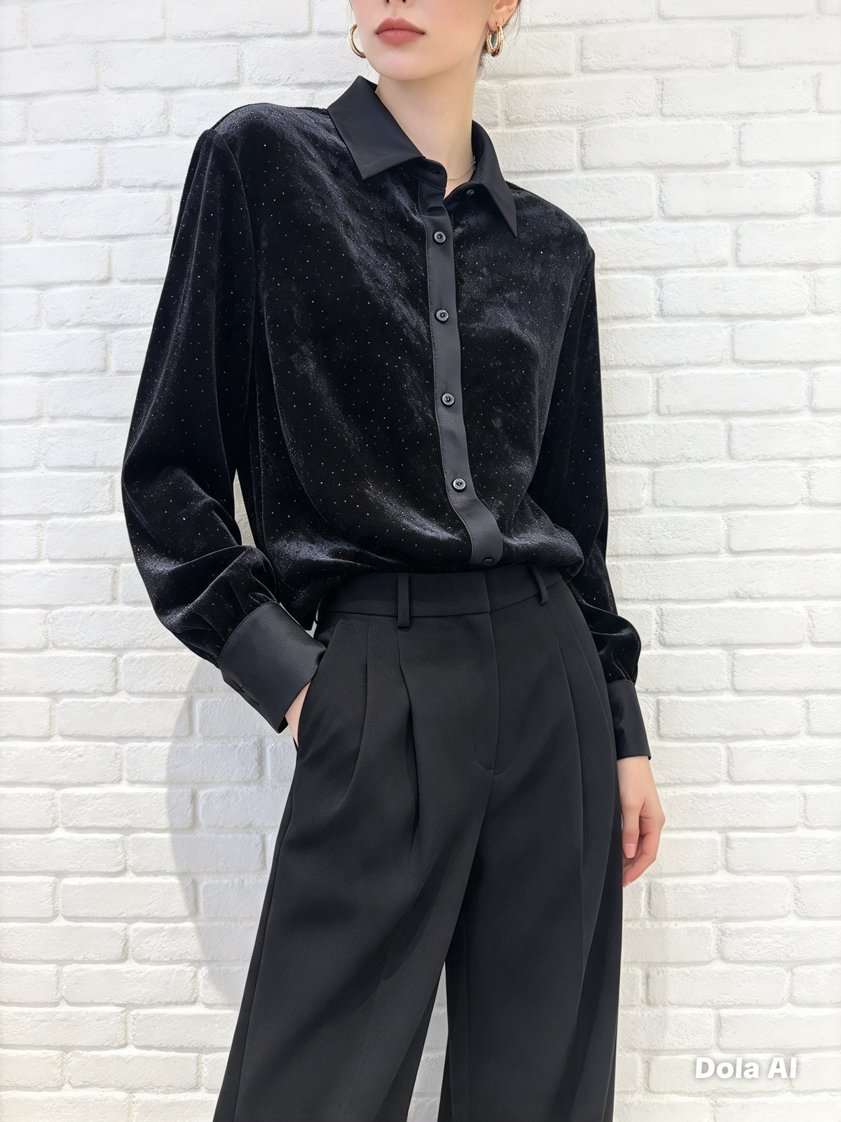 Velvet Sparkle Blouse - Black