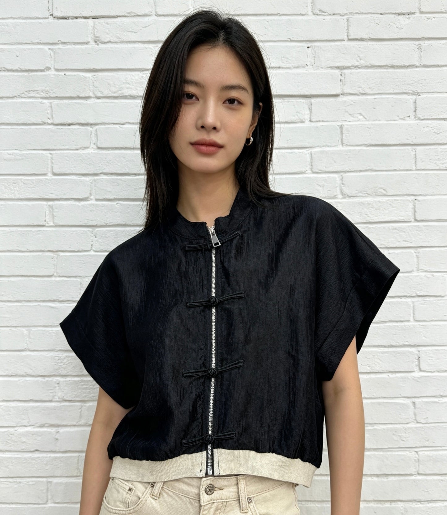 MANDARIN TOP - BLACK