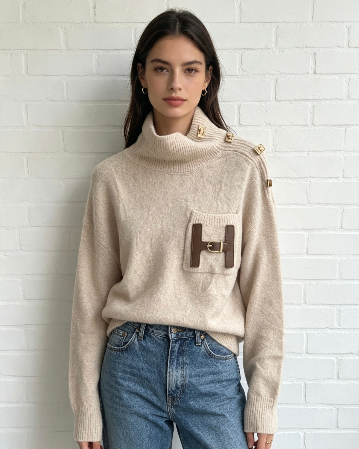 Pocket Detail Jumper - Beige