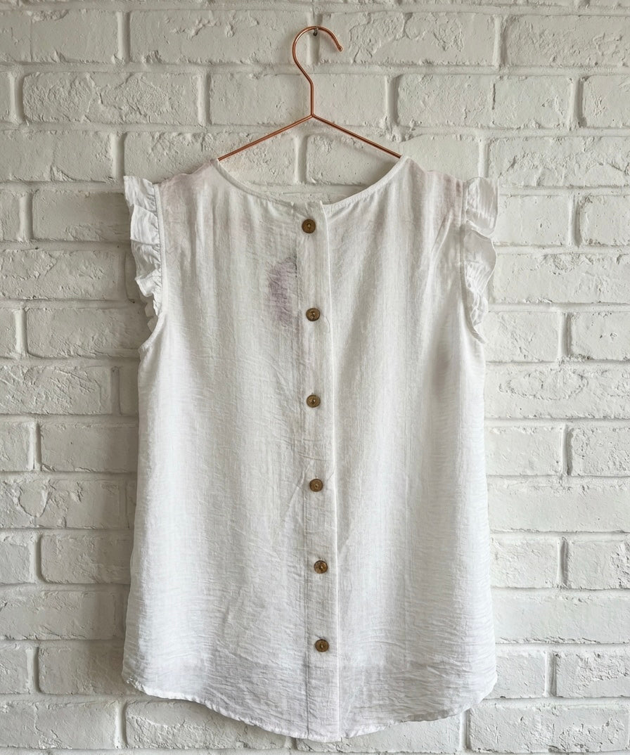 WHITE BUTTON BACK BLOUSE