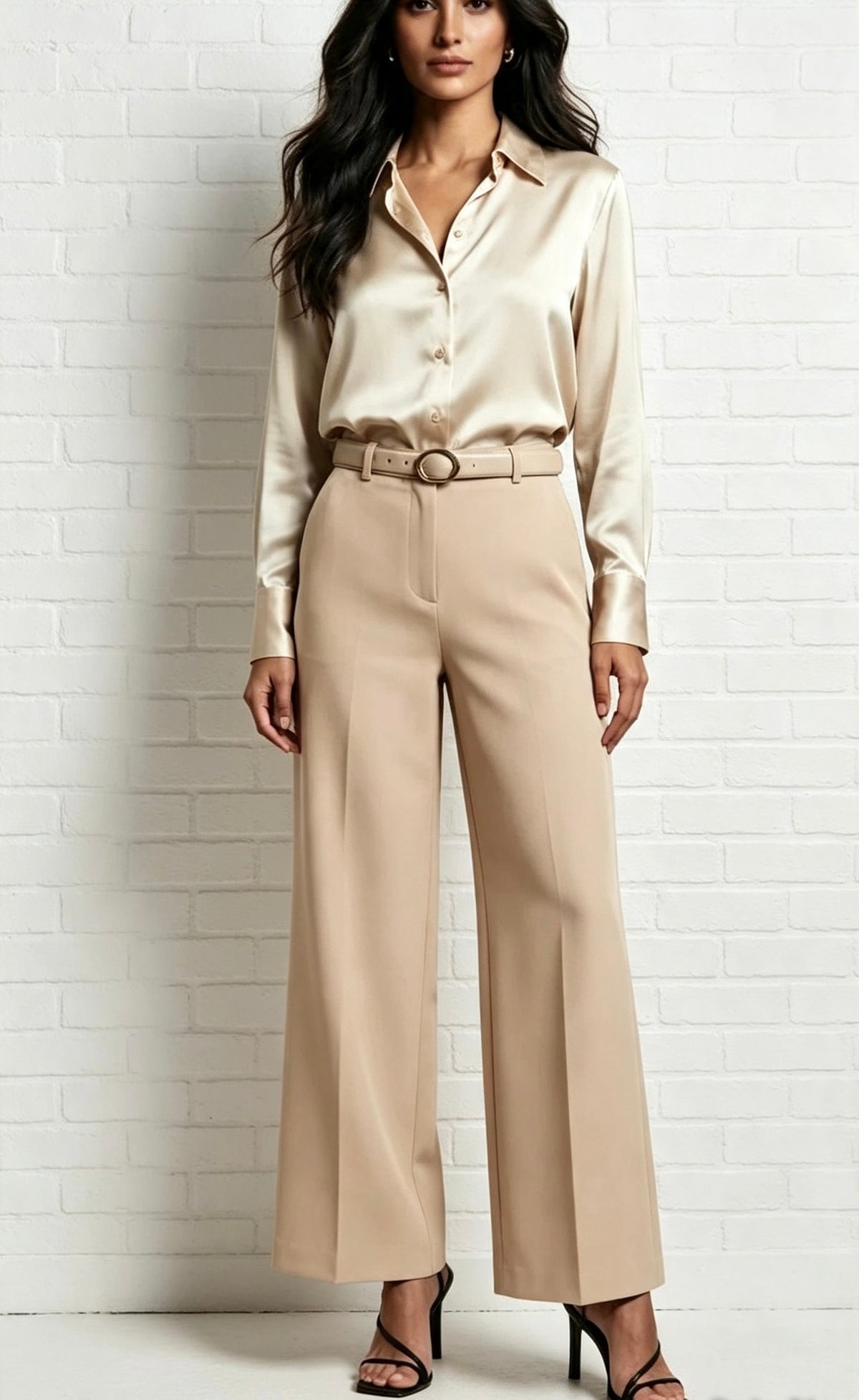Butter Soft Wide Leg Trousers & Belt - Taupe