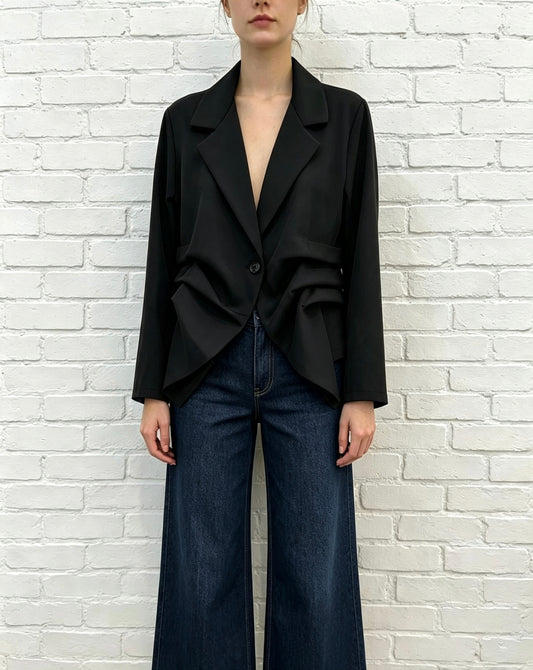 Rouched Blazer - Black