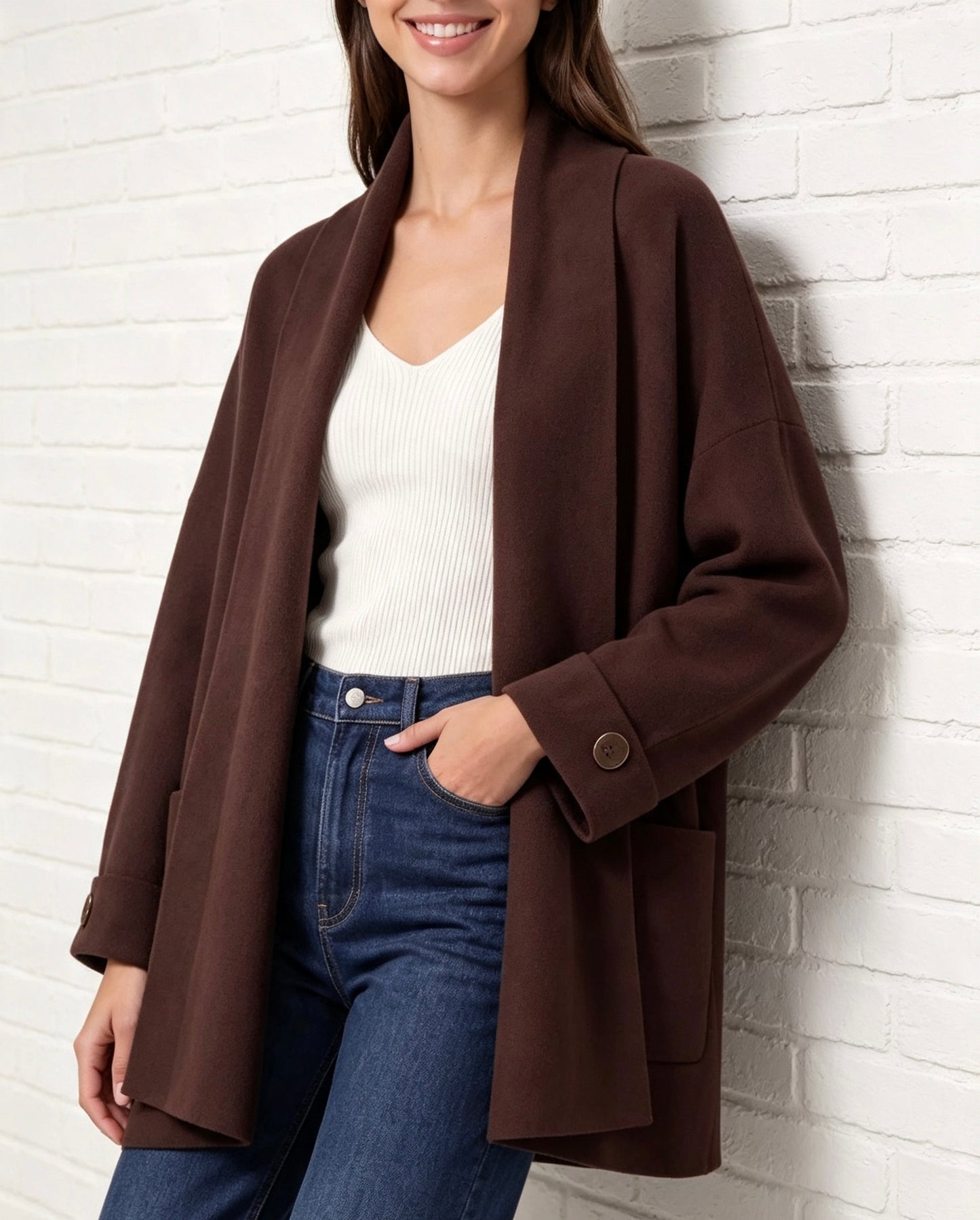 Heavy Knit Cardigan - Chocolate