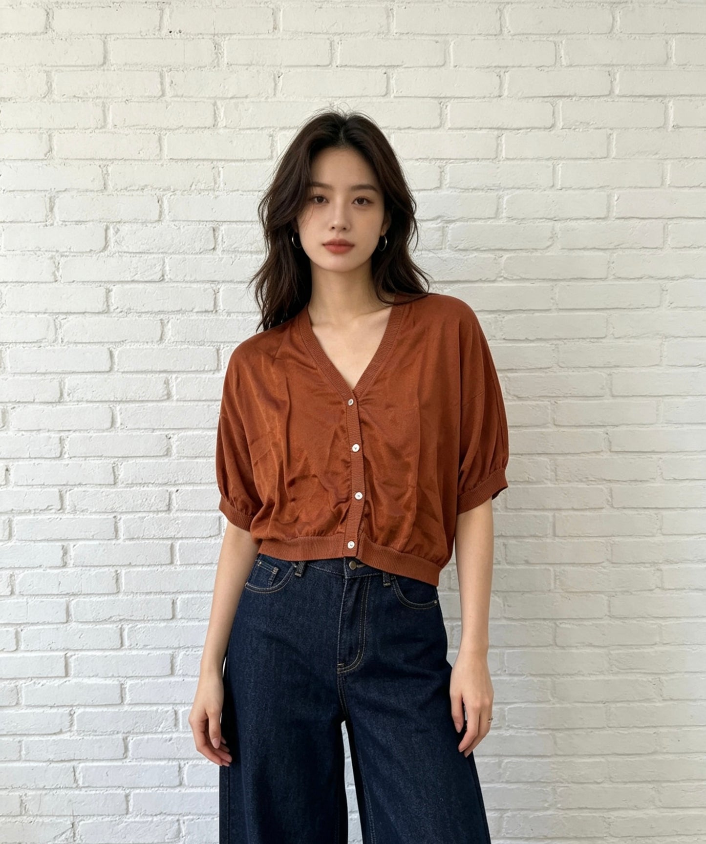 SATIN CARDI - RUST