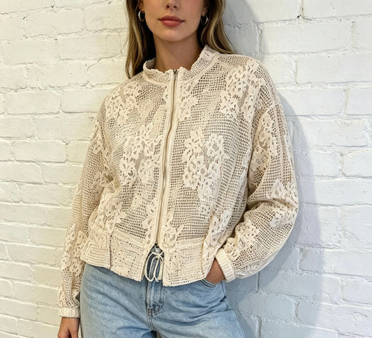 LACE BOMBER - BEIGE