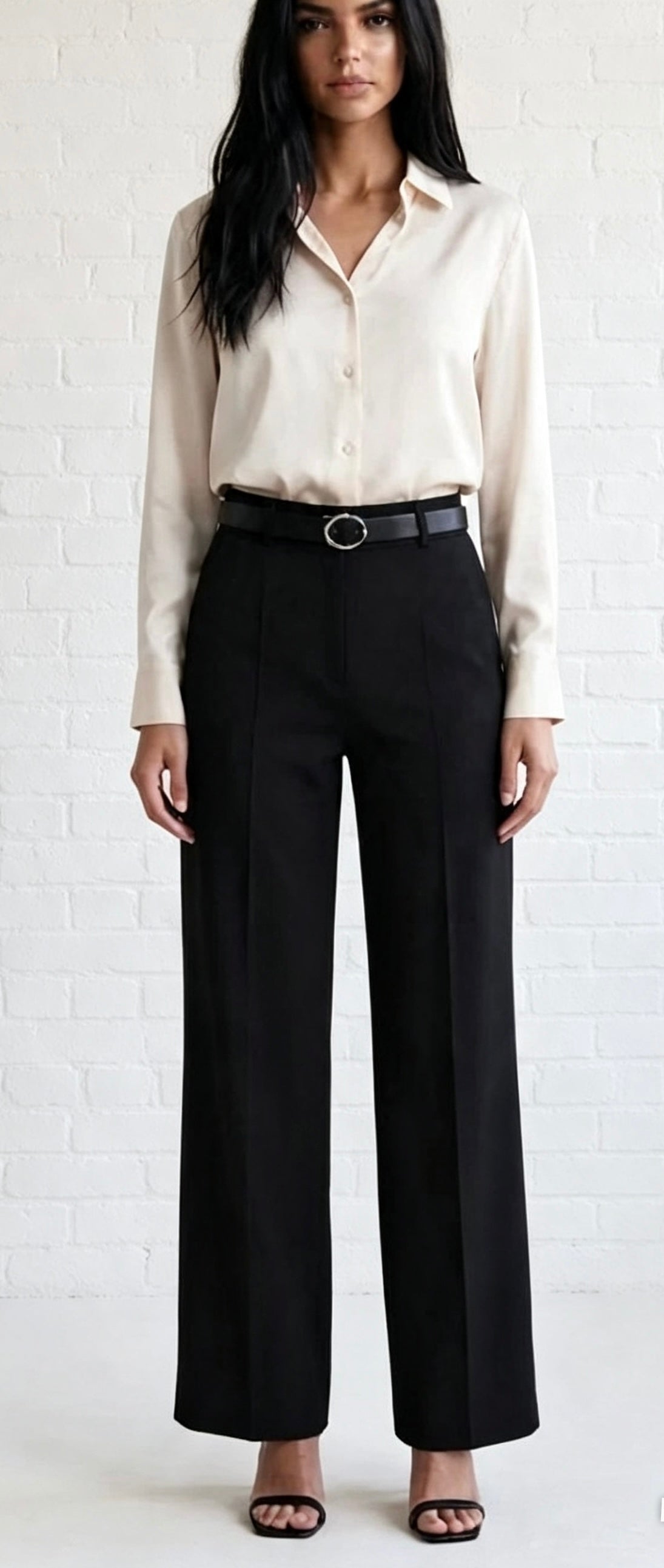 Butter Soft Wide Leg Trousers & Belt - Black